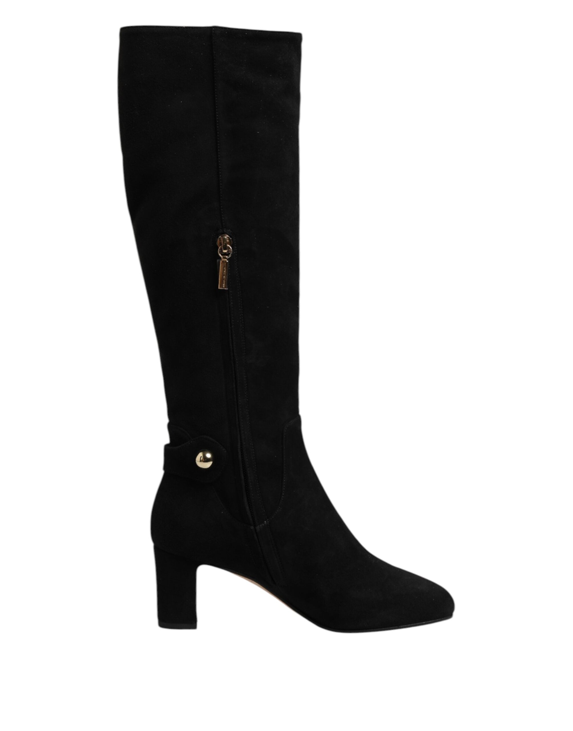 Dolce & Gabbana Black Suede Leather Knee High Boots Shoes Glam Steals