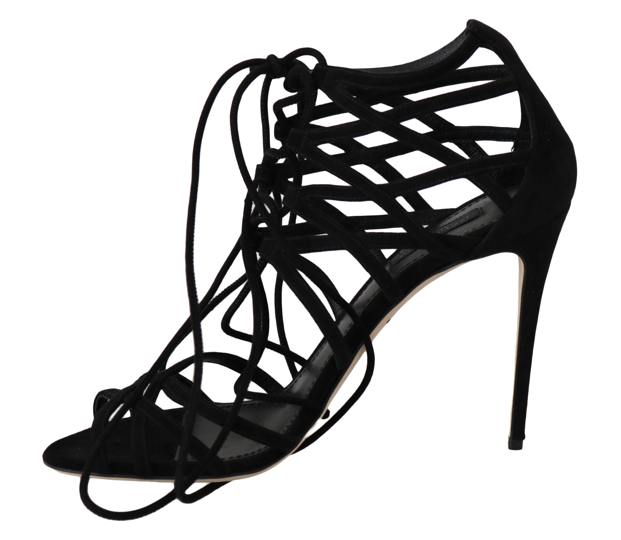 Dolce & Gabbana Black Suede Strap Stilettos Sandals Glam Steals