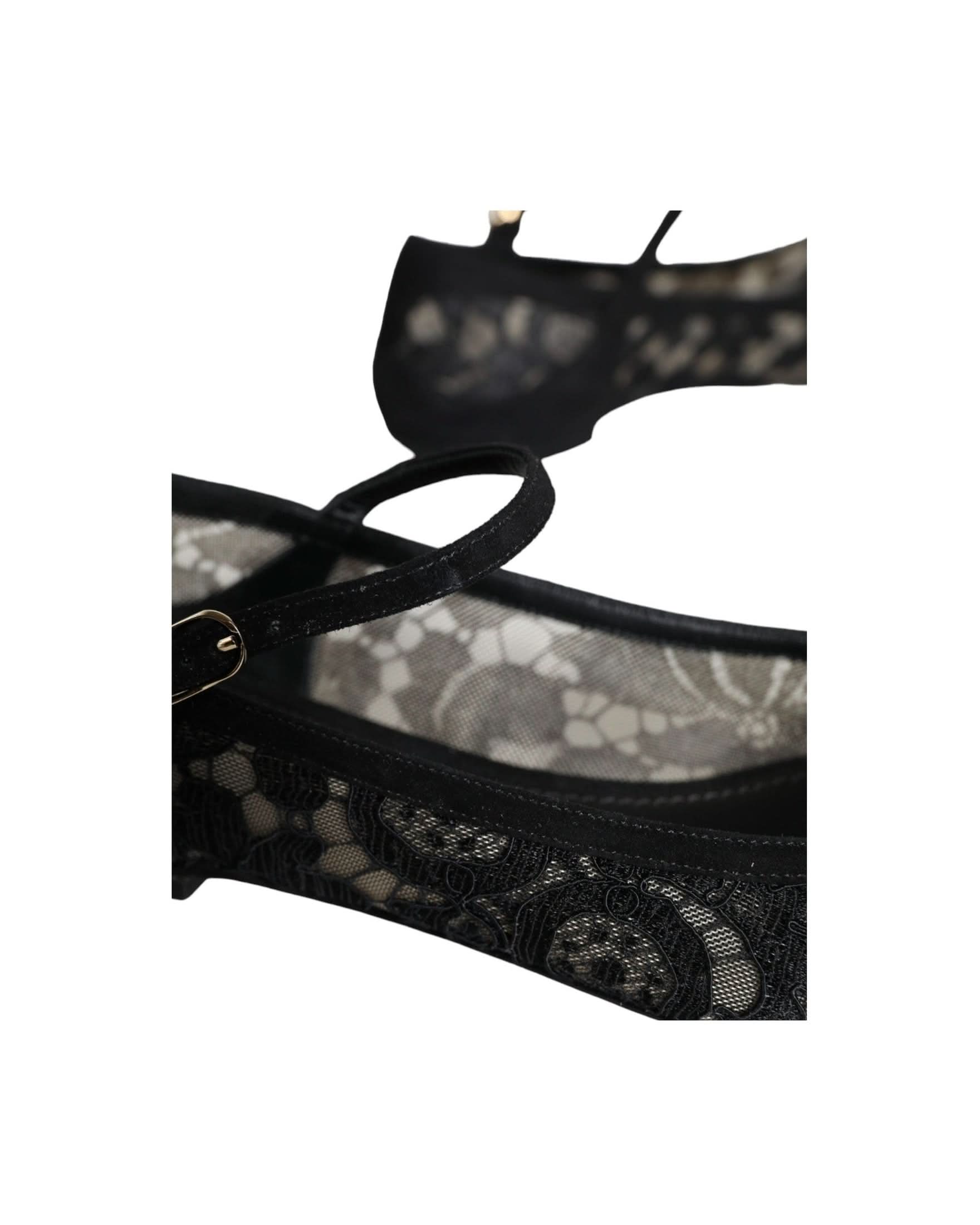 Dolce & Gabbana Black Taormina Lace Bellucci Flats Shoes Flats