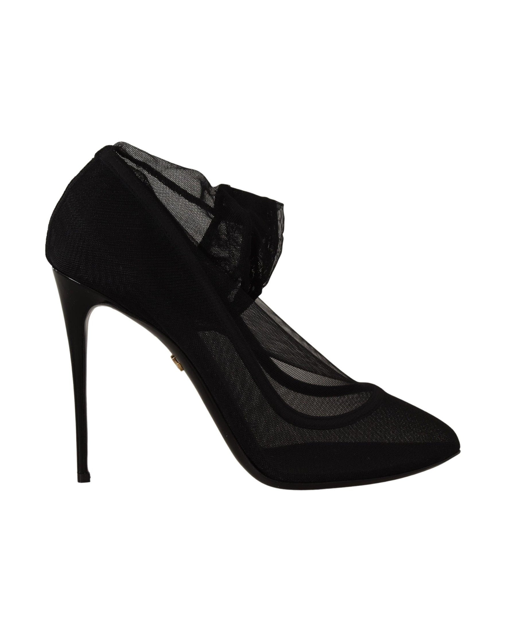 Dolce & Gabbana Black Tulle Stretch Boots Pumps Shoes Heels