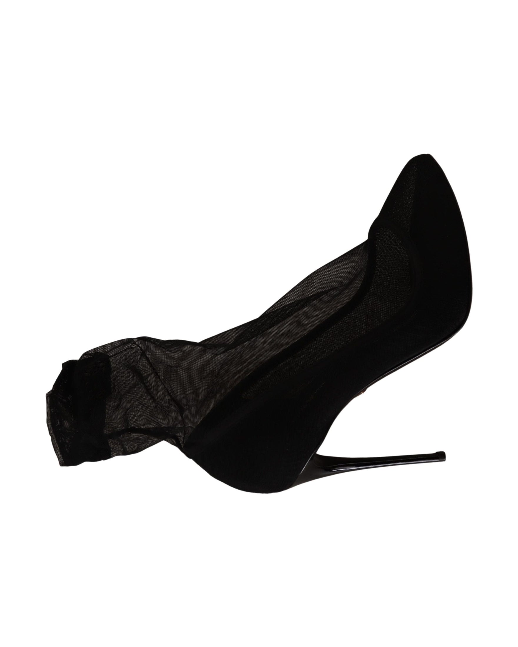 Dolce & Gabbana Black Tulle Stretch Boots Pumps Shoes Glam Steals