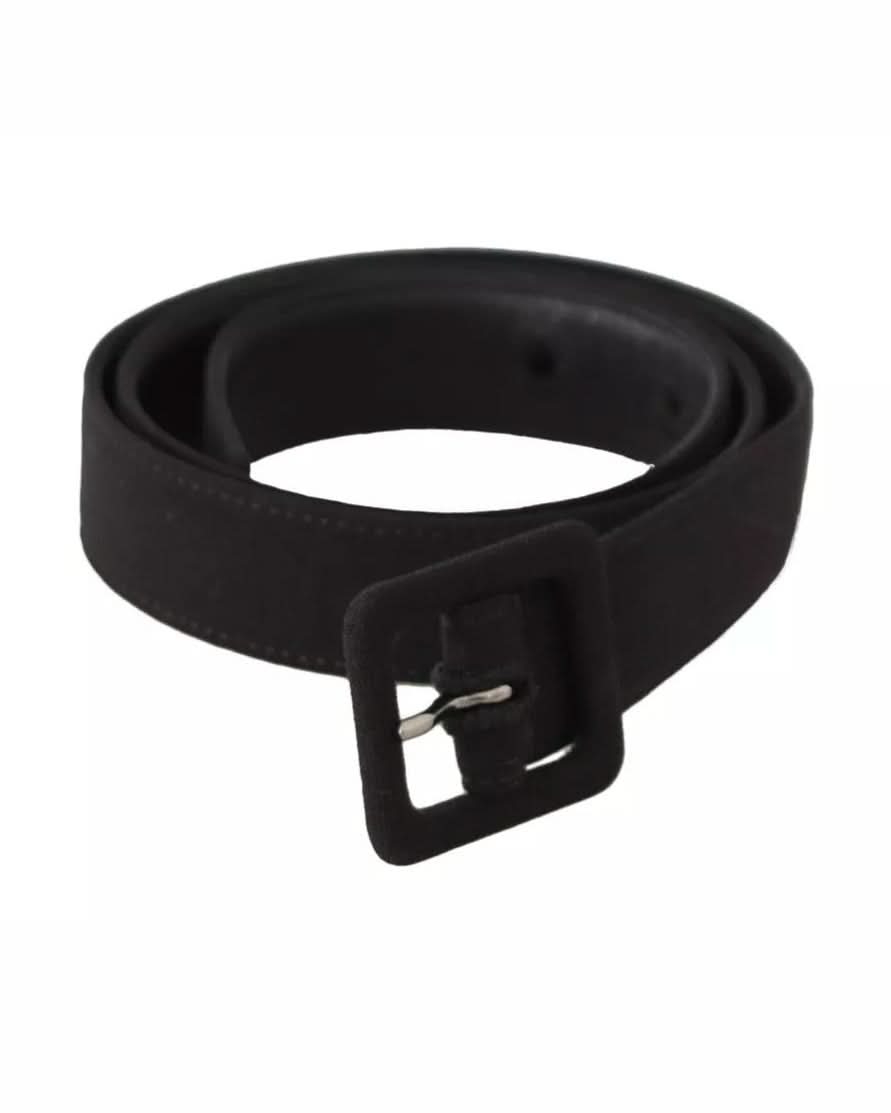 Dolce & Gabbana Black Velvet Leather Logo Waist Buckle Belt Belts