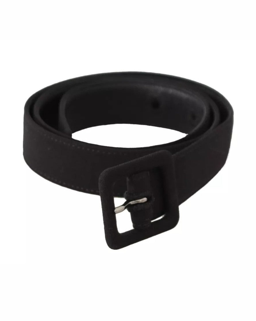 Dolce & Gabbana Black Velvet Leather Logo Waist Buckle Belt Belts