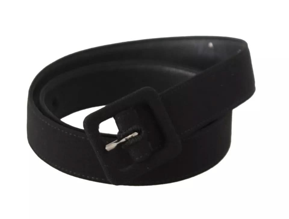 Dolce & Gabbana Black Velvet Leather Logo Waist Buckle Belt Belts