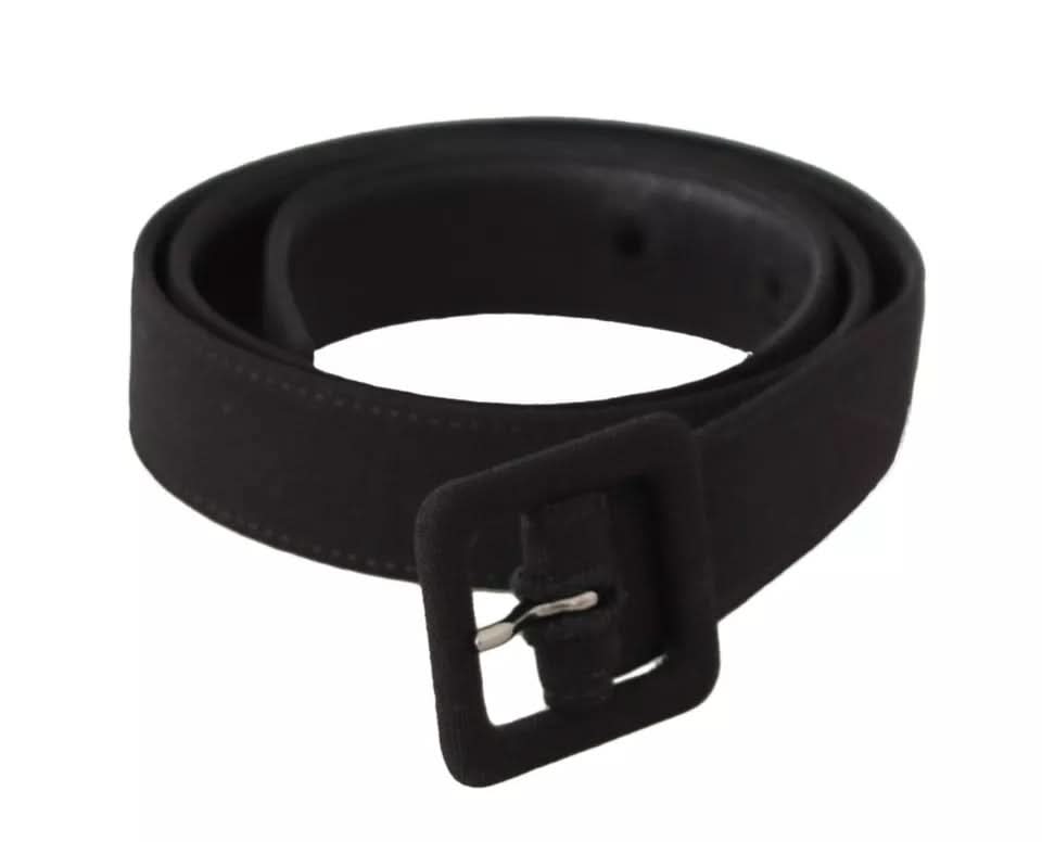 Dolce & Gabbana Black Velvet Leather Logo Waist Buckle Belt Belts