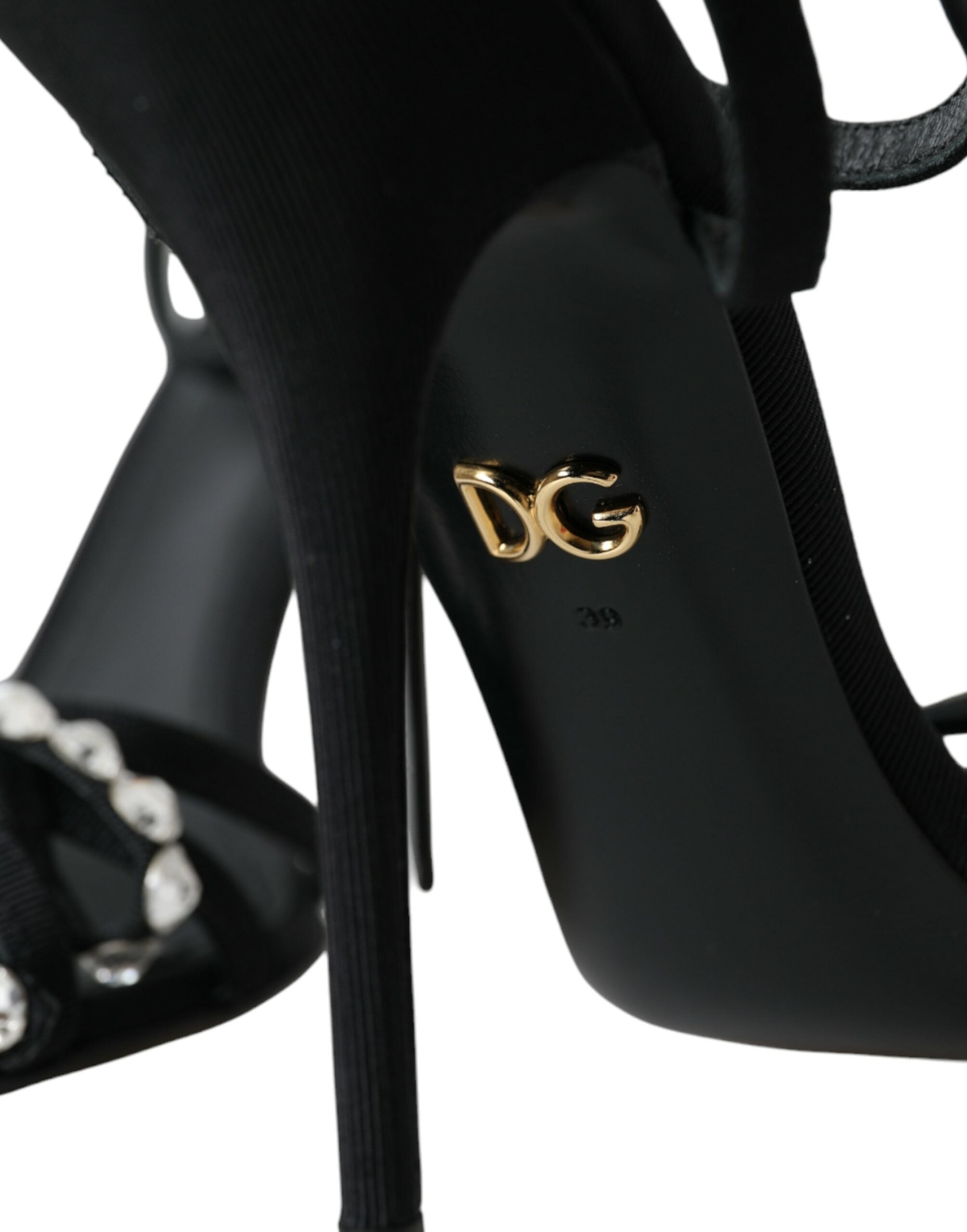 Dolce & Gabbana Black Viscose Crystal Bow Heels Sandals Shoes Glam Steals