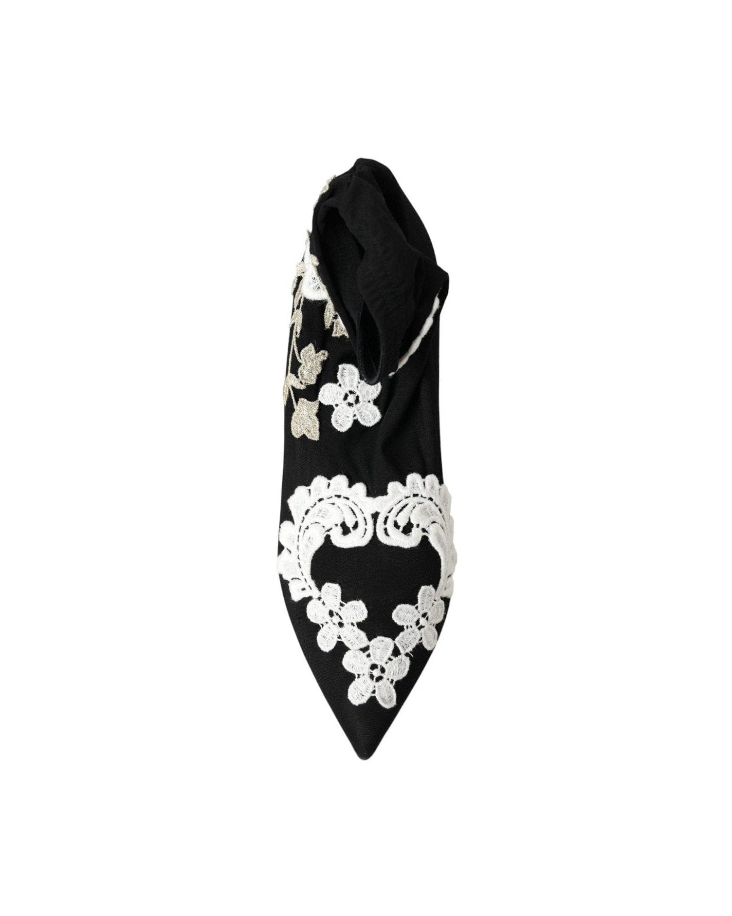 Dolce & Gabbana Black White Embroidery Slip On Boots Shoes Glam Steals