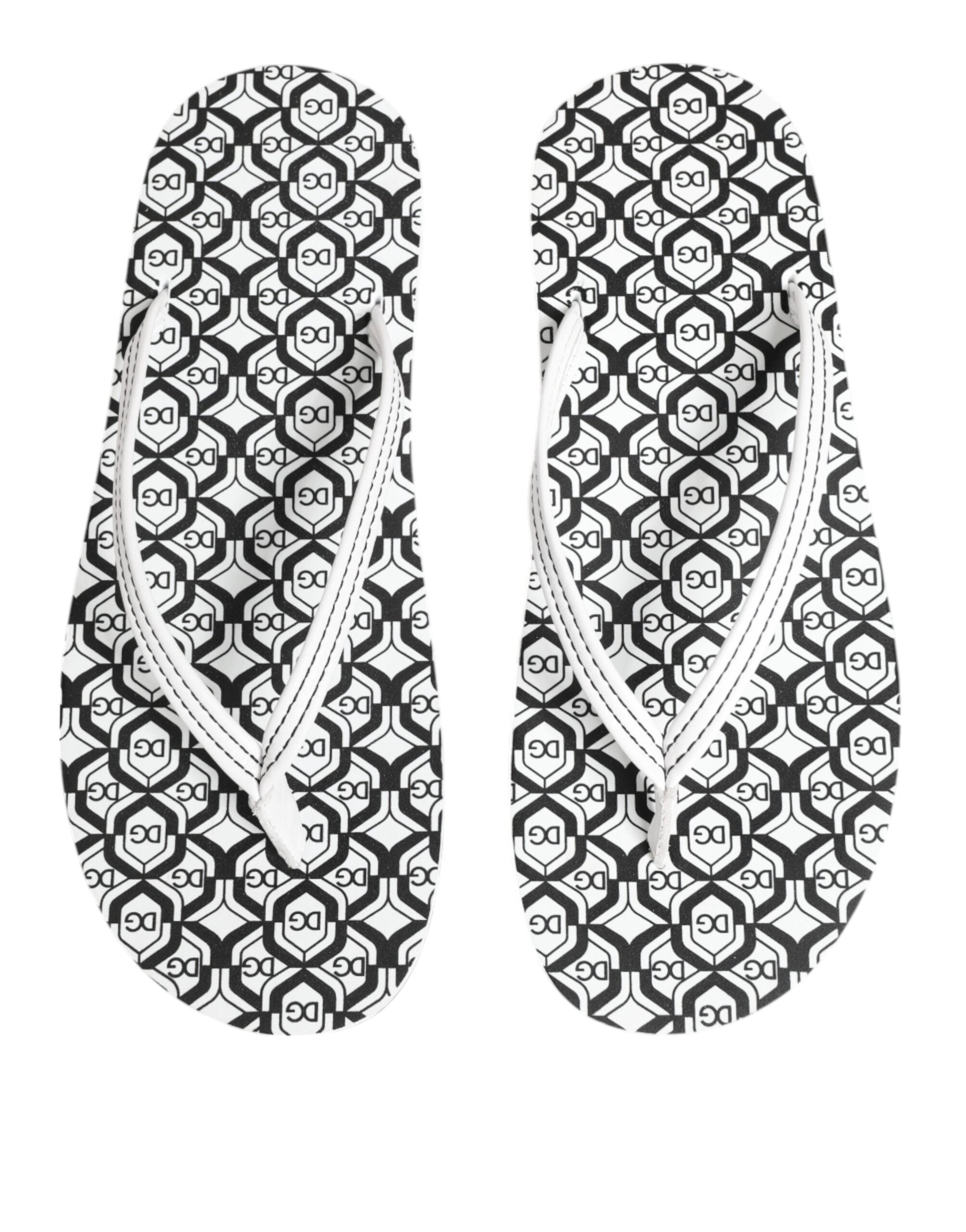 Dolce & Gabbana Black White Logo Beachwear Flats Slipper Shoes Glam Steals
