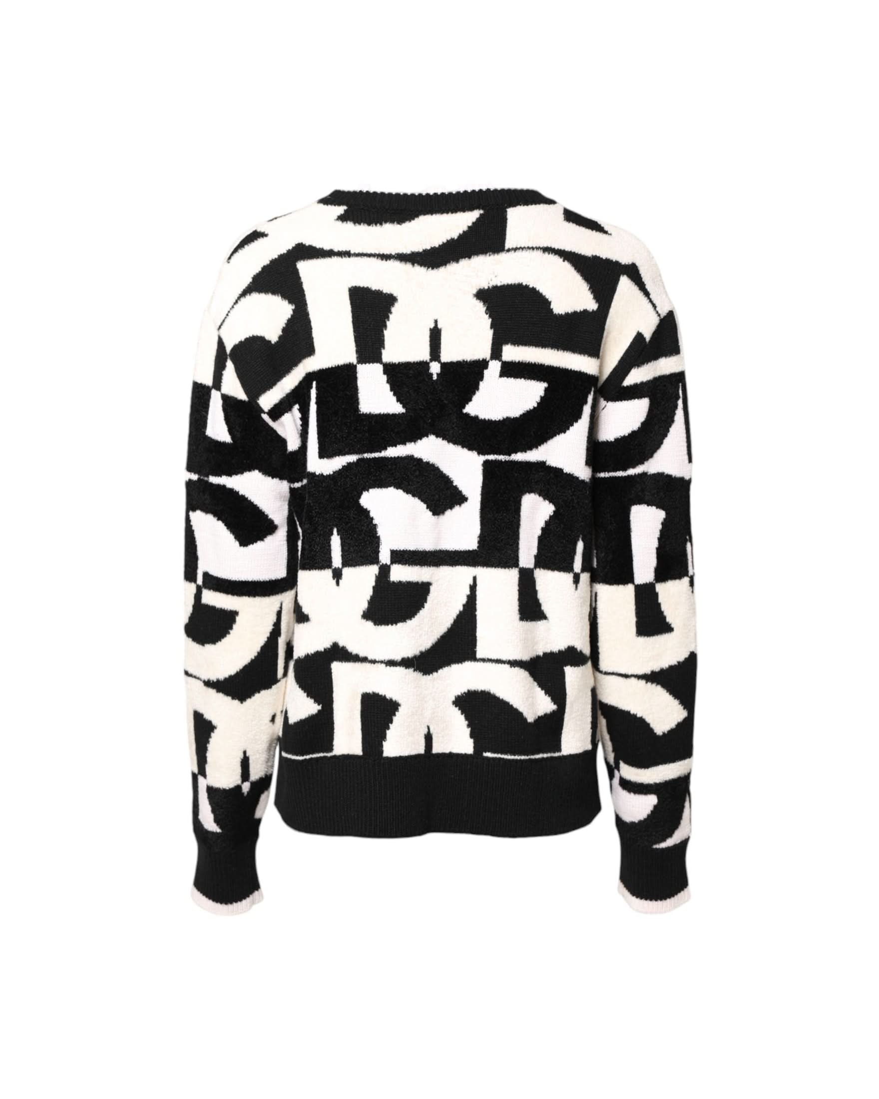 Dolce & Gabbana Black White Logo Print Pullover Sweater Sweaters