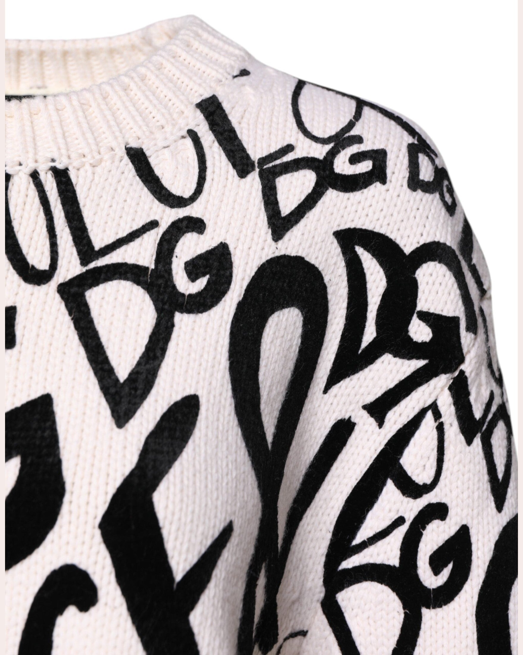 Dolce & Gabbana Black White Logo Print Pullover Sweater Glam Steals