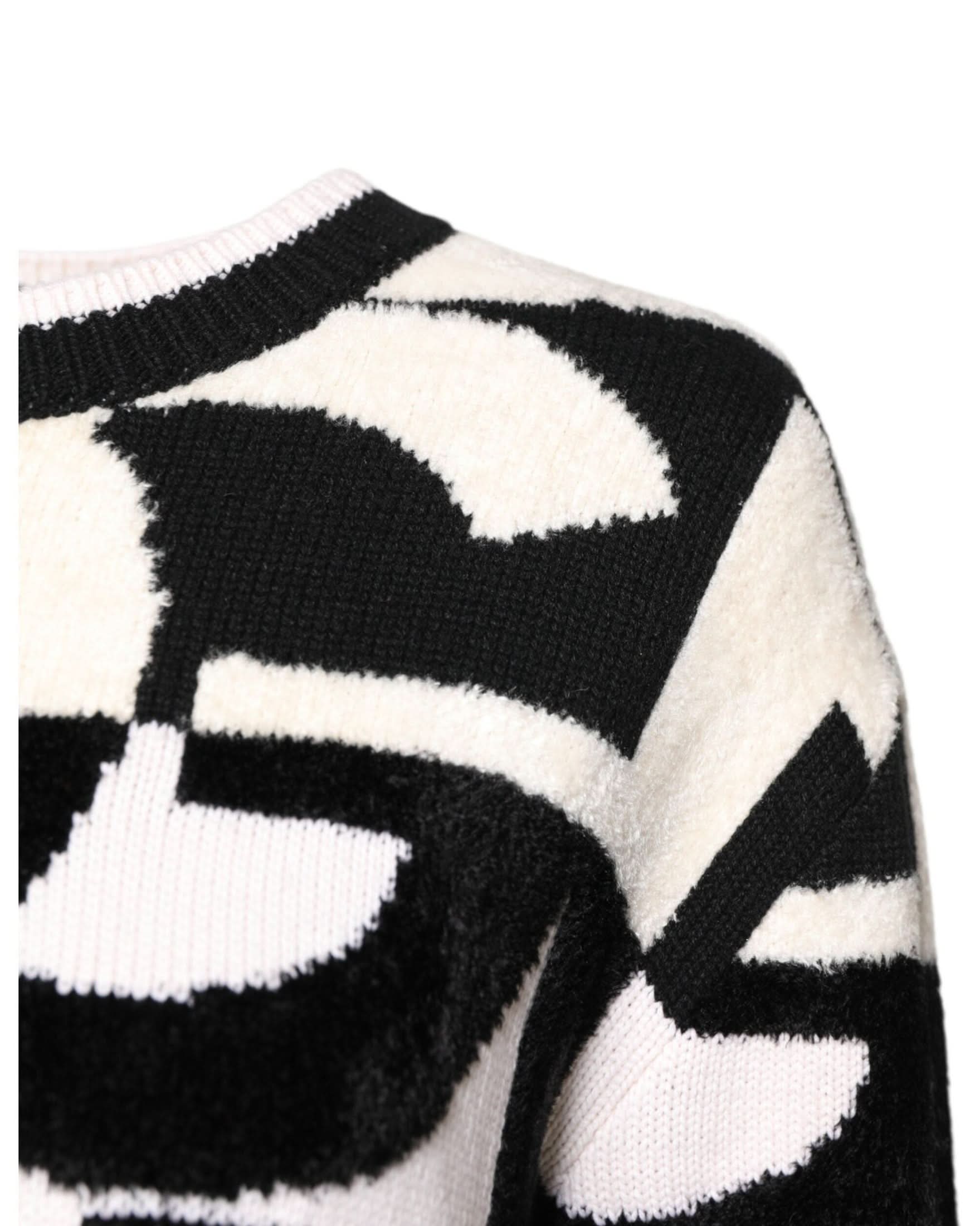 Dolce & Gabbana Black White Logo Print Pullover Sweater Sweaters