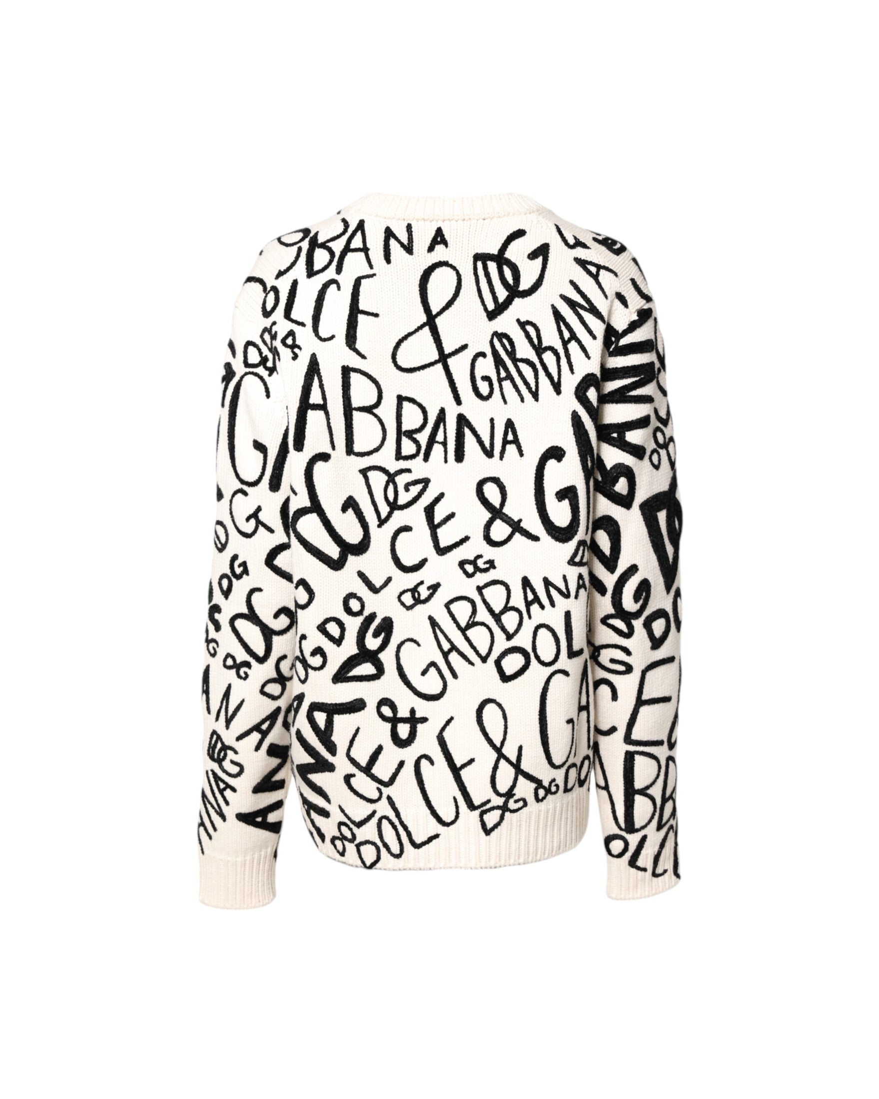 Dolce & Gabbana Black White Logo Print Pullover Sweater Glam Steals
