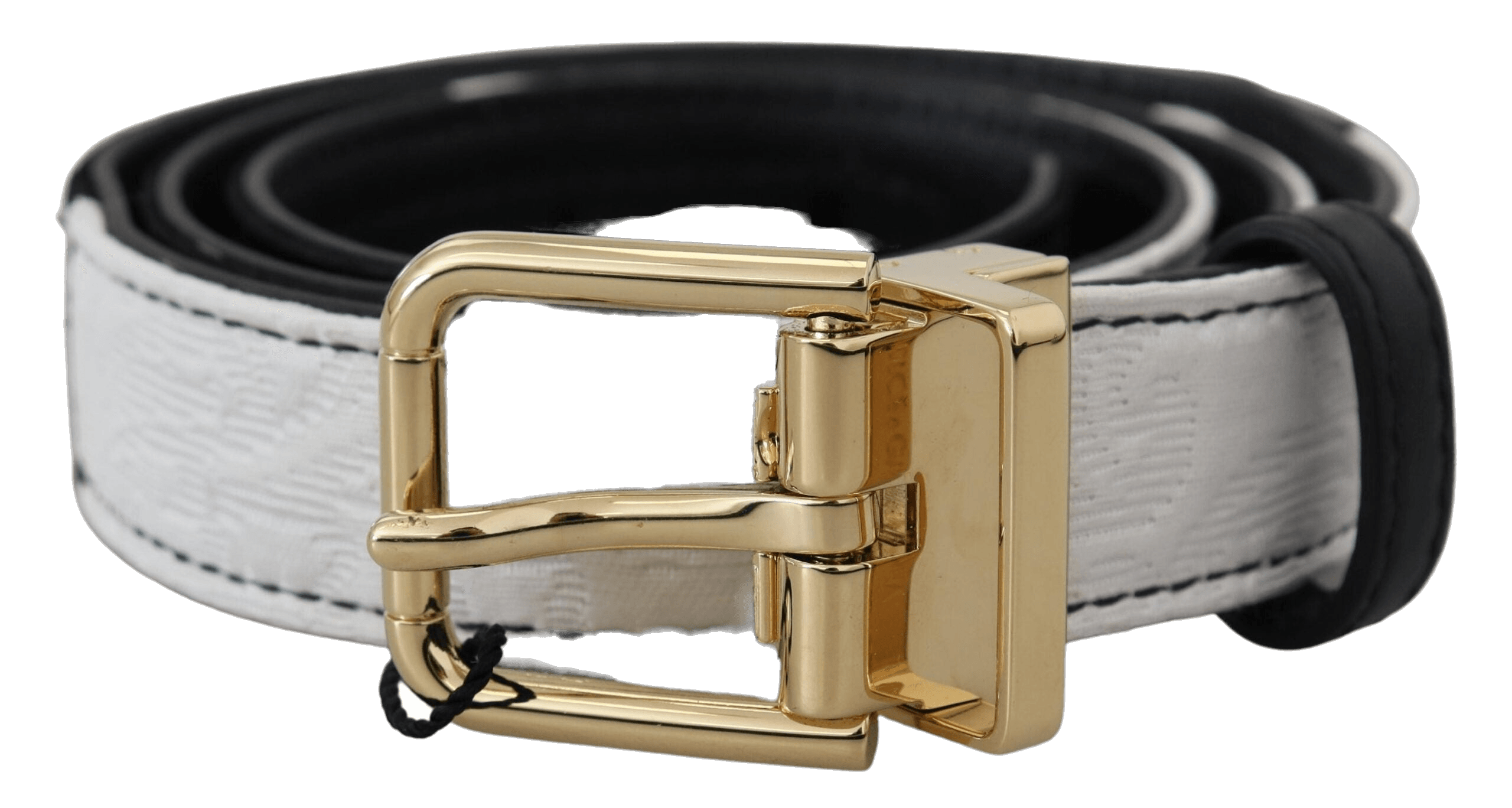 Dolce & Gabbana Black White Patchwork Gold Metal Buckle Belt Glam Steals