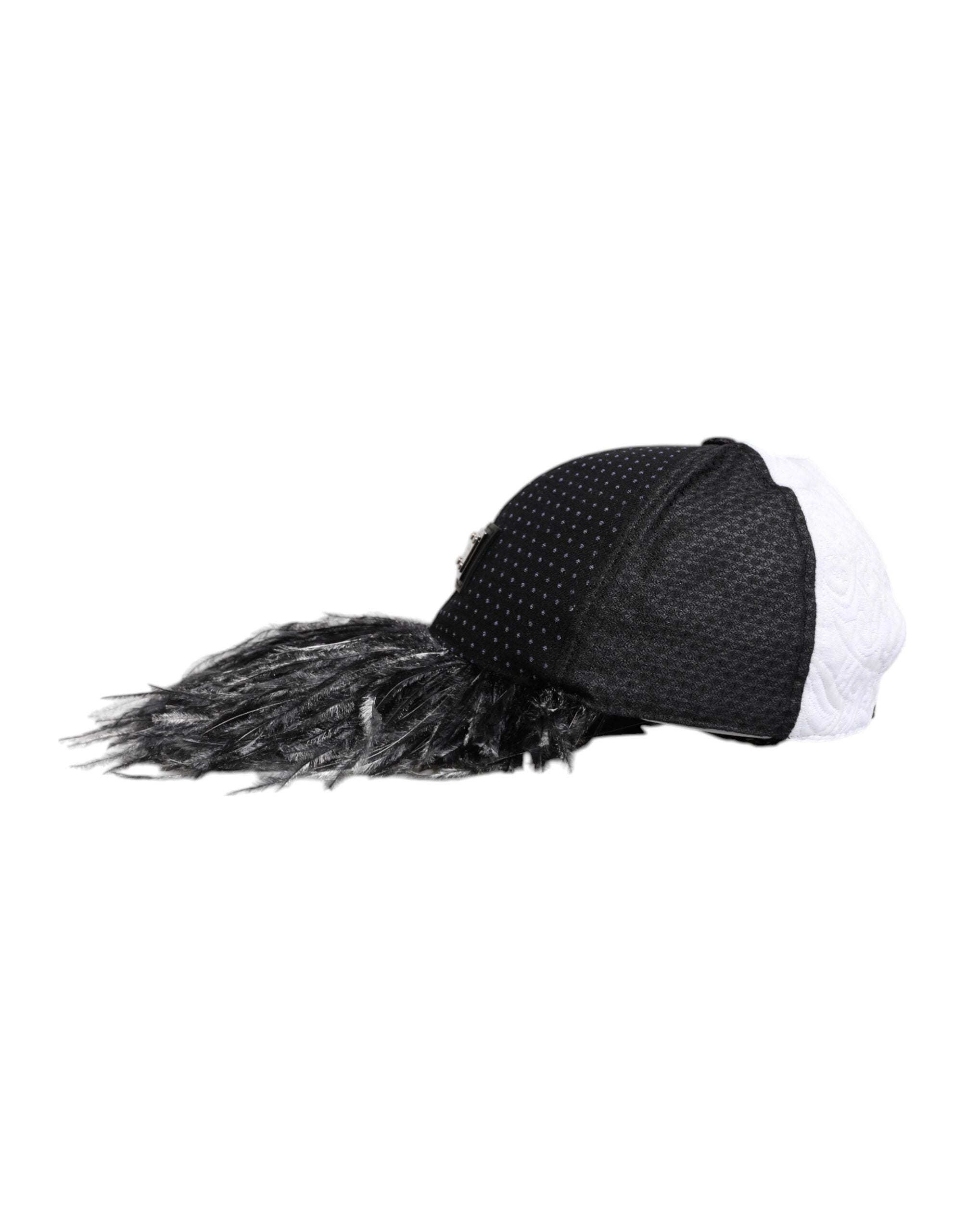 Dolce & Gabbana Black White Polka Dot Feathers Baseball Cap Glam Steals