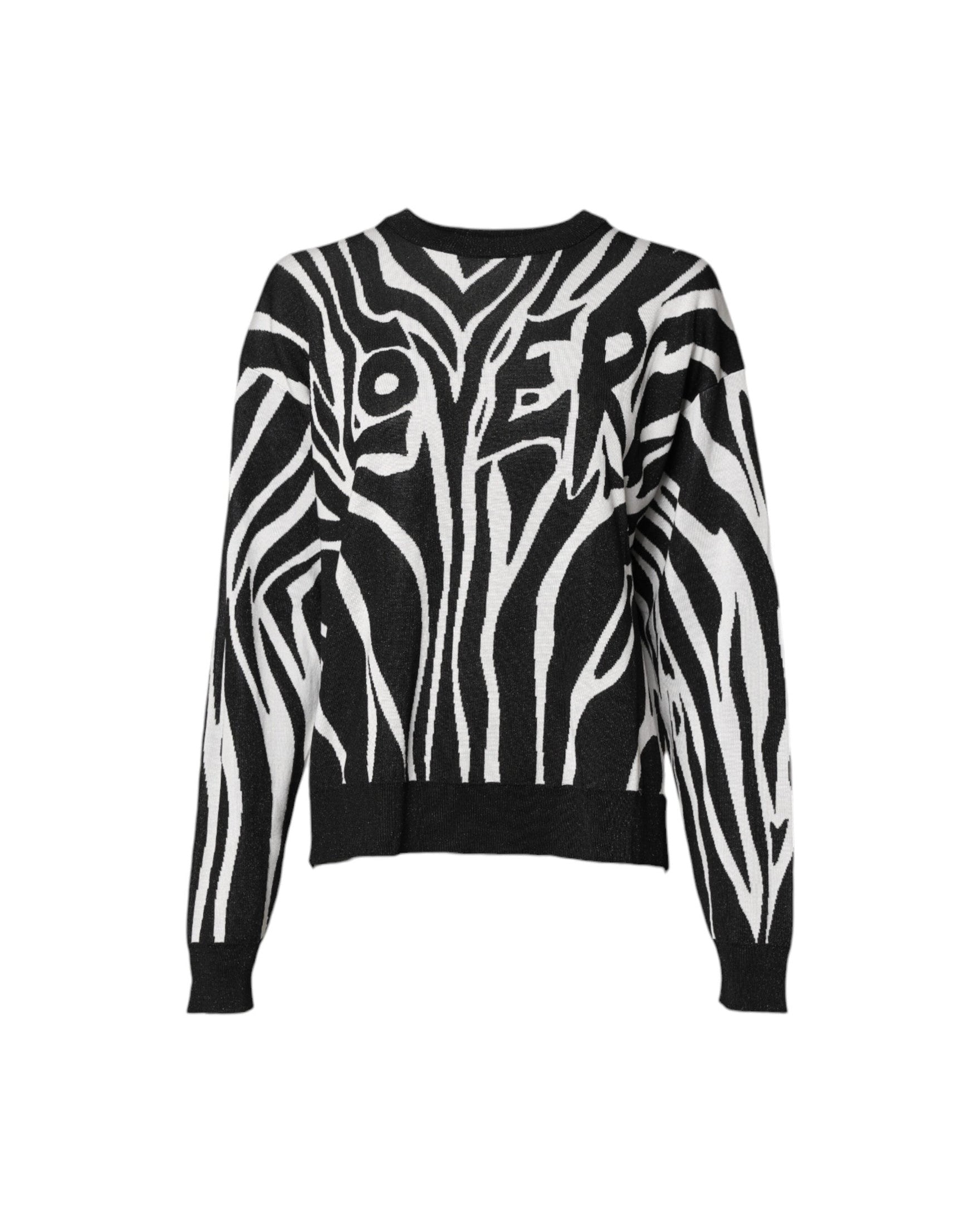Dolce & Gabbana Black White Print Pullover Sweater Glam Steals