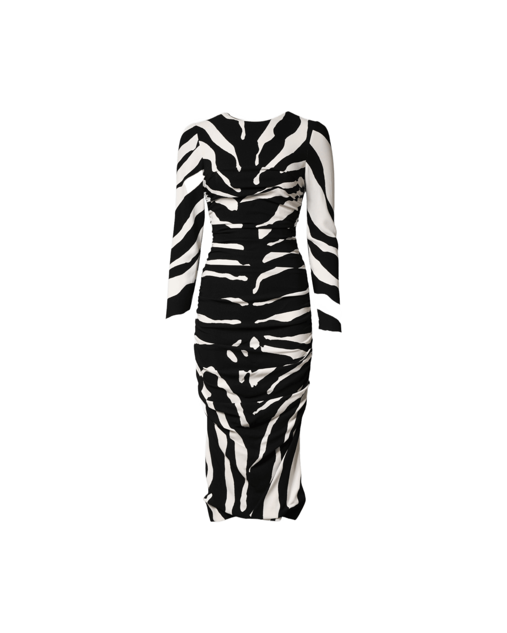 Dolce & Gabbana Black White Zebra Viscose Sheath Midi Dress Dresses