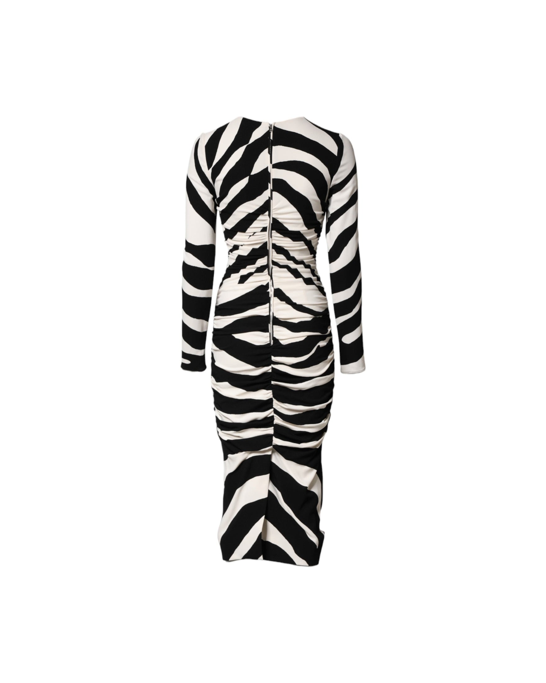 Dolce & Gabbana Black White Zebra Viscose Sheath Midi Dress Glam Steals