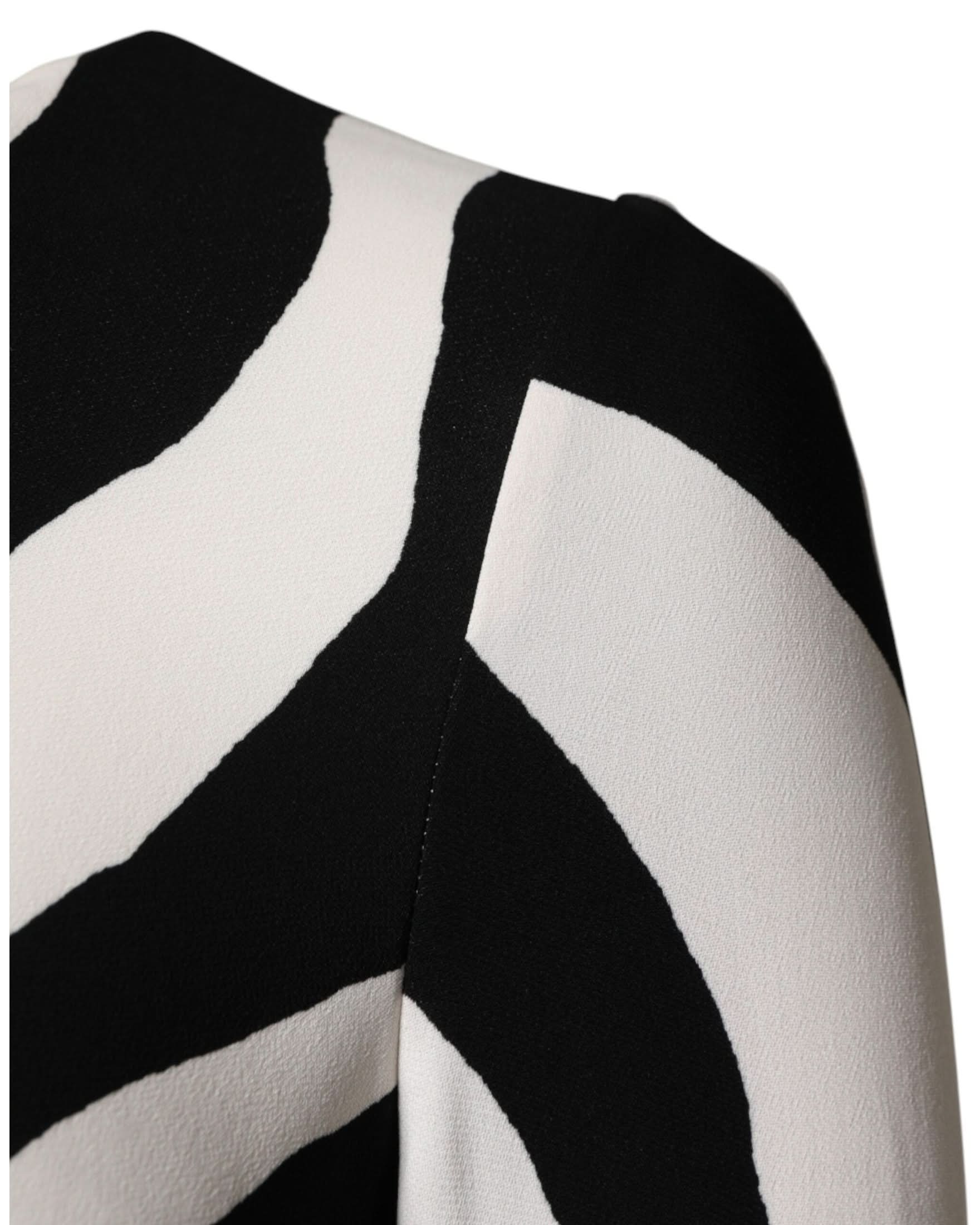 Dolce & Gabbana Black White Zebra Viscose Sheath Midi Dress Dresses