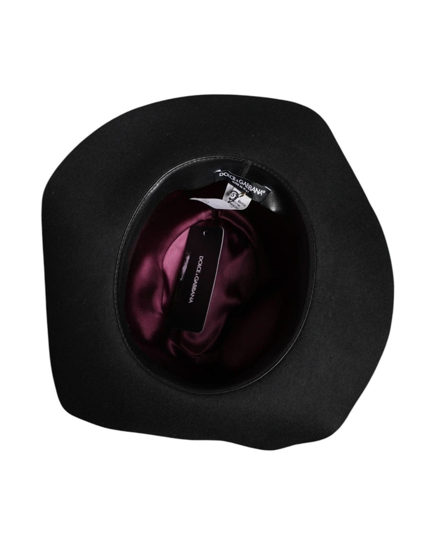 Dolce & Gabbana Black Wide Brim Trilby Fedora Hat Hats