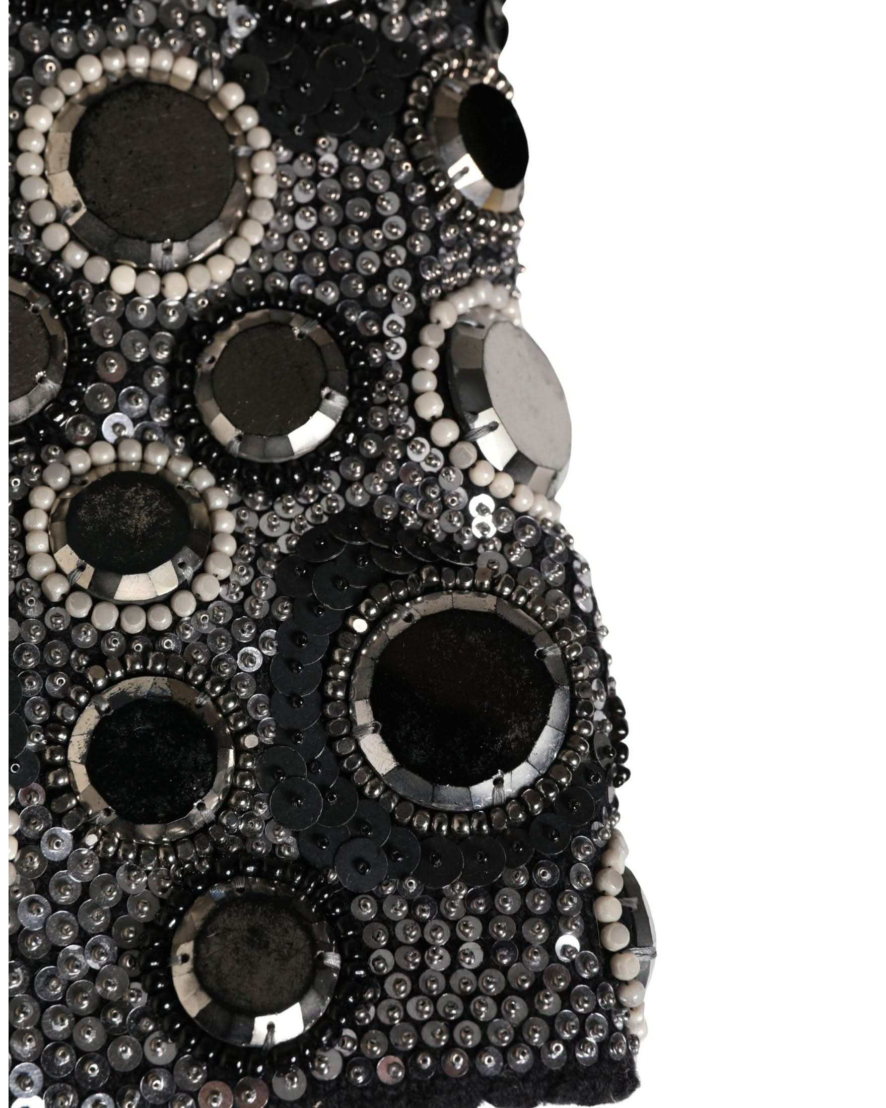 Dolce & Gabbana Black Wool Crystal Embellished Balaclava Hat