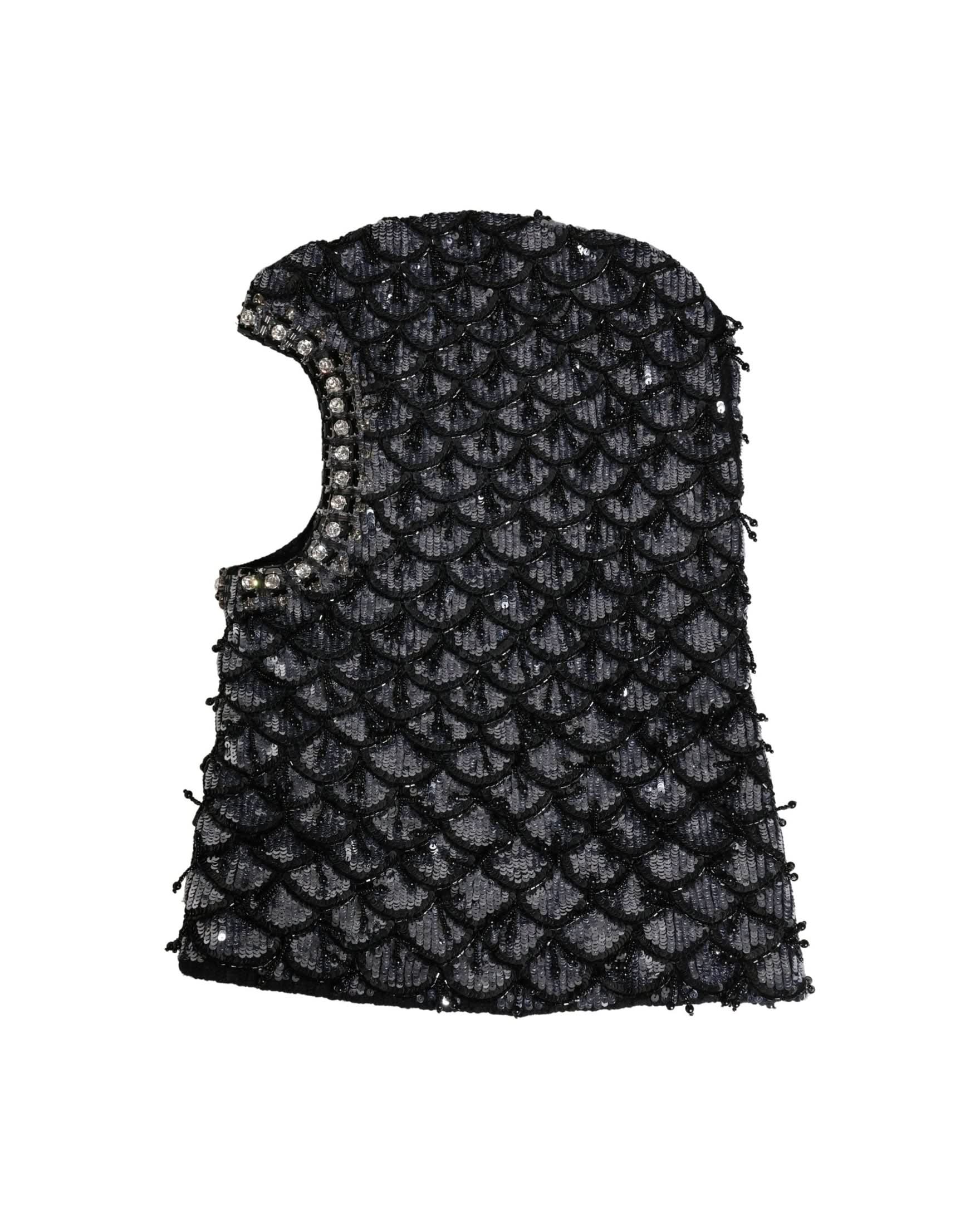 Dolce & Gabbana Black Wool Crystal Embellished Balaclava Hat