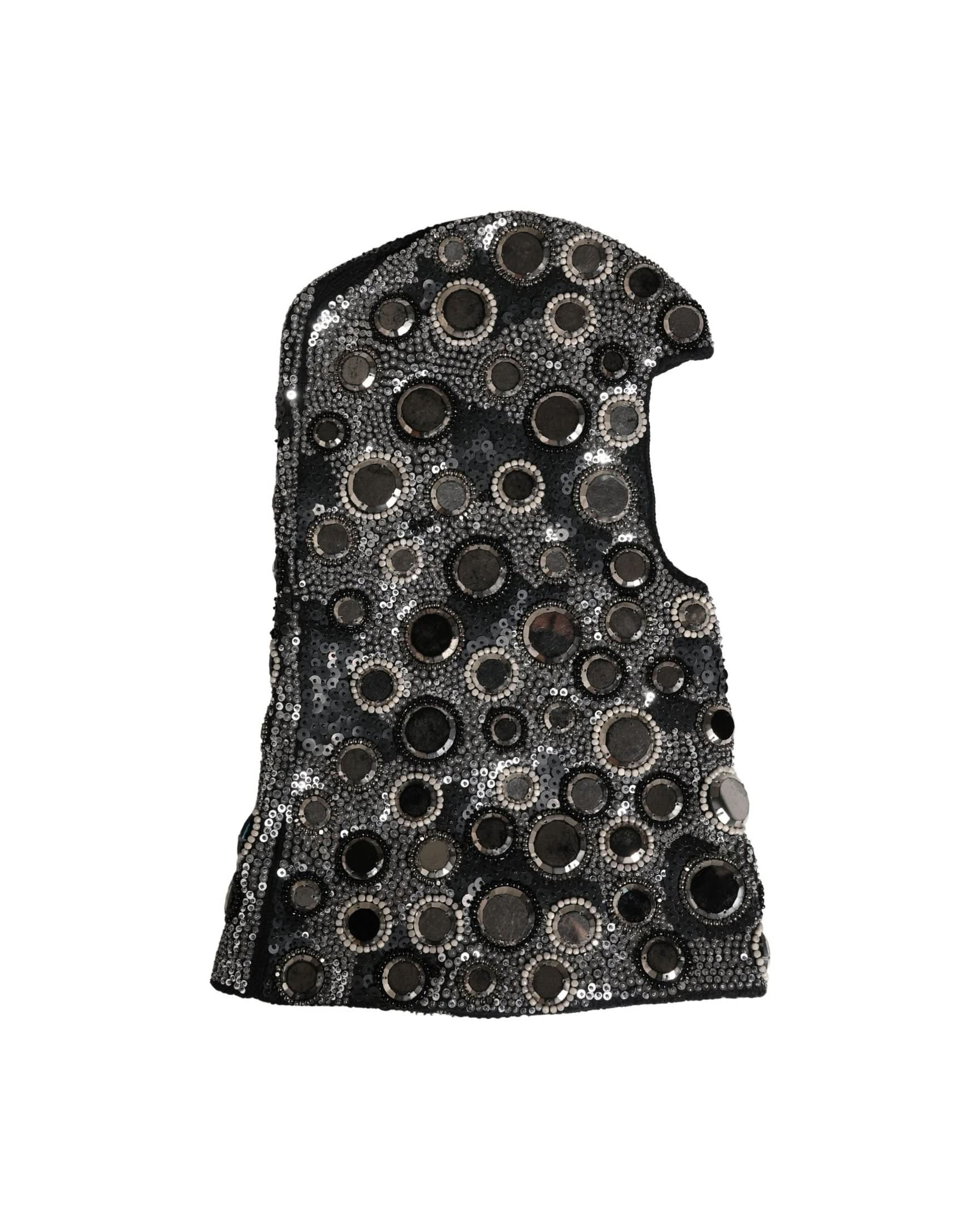 Dolce & Gabbana Black Wool Crystal Embellished Balaclava Hat
