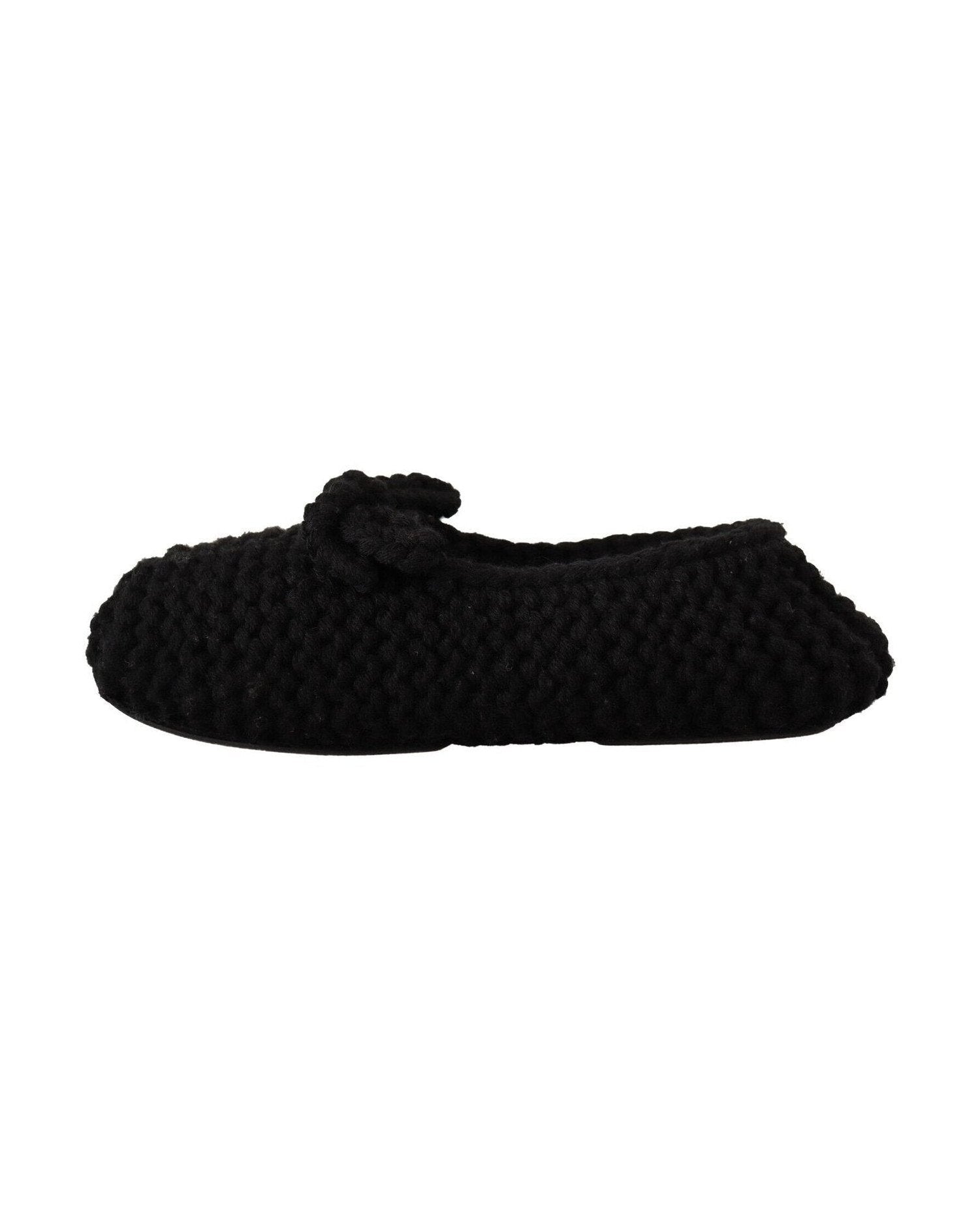 Dolce & Gabbana Black Wool Elegant Knit Ballet Flats Flats