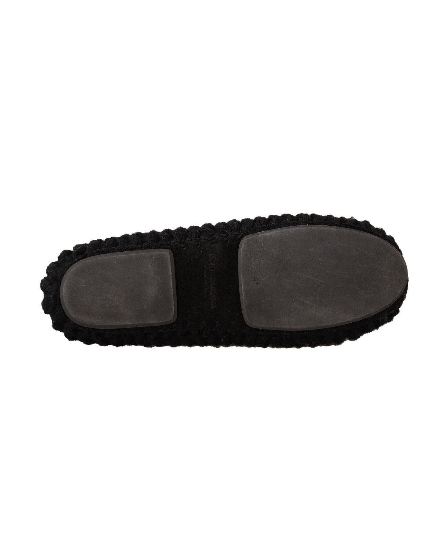 Dolce & Gabbana Black Wool Elegant Knit Ballet Flats Flats