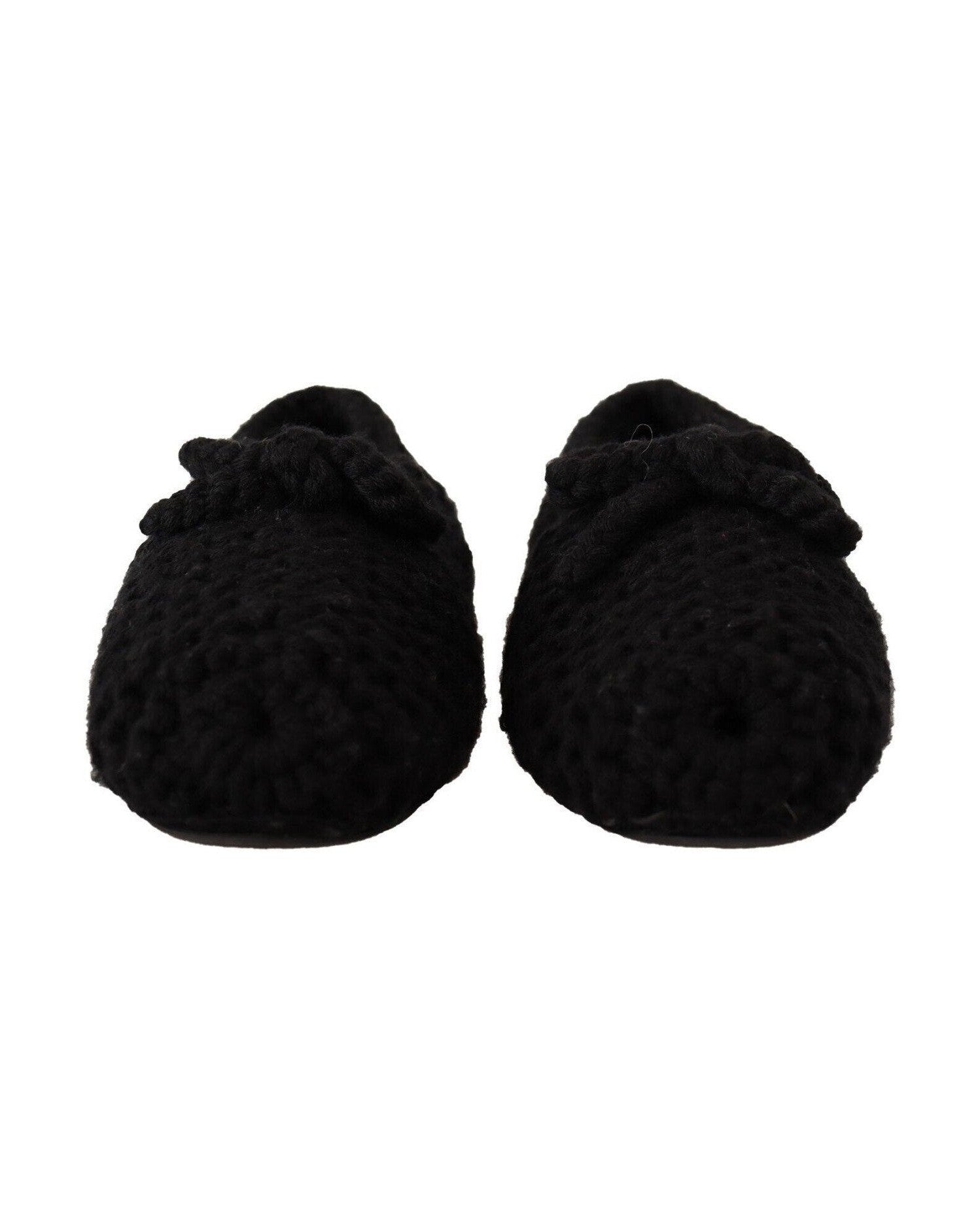 Dolce & Gabbana Black Wool Elegant Knit Ballet Flats Glam Steals