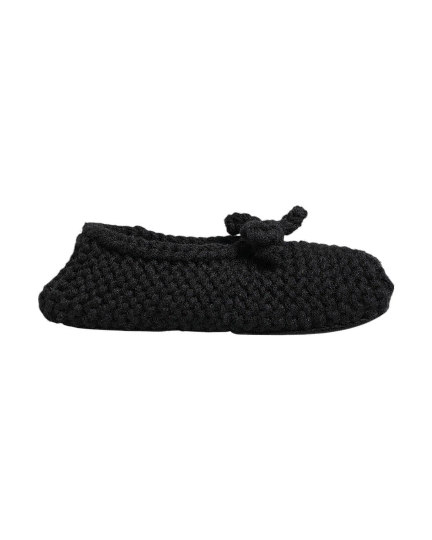 Dolce & Gabbana Black Wool Knit Slip On Ballerina Flats Shoes Shoes