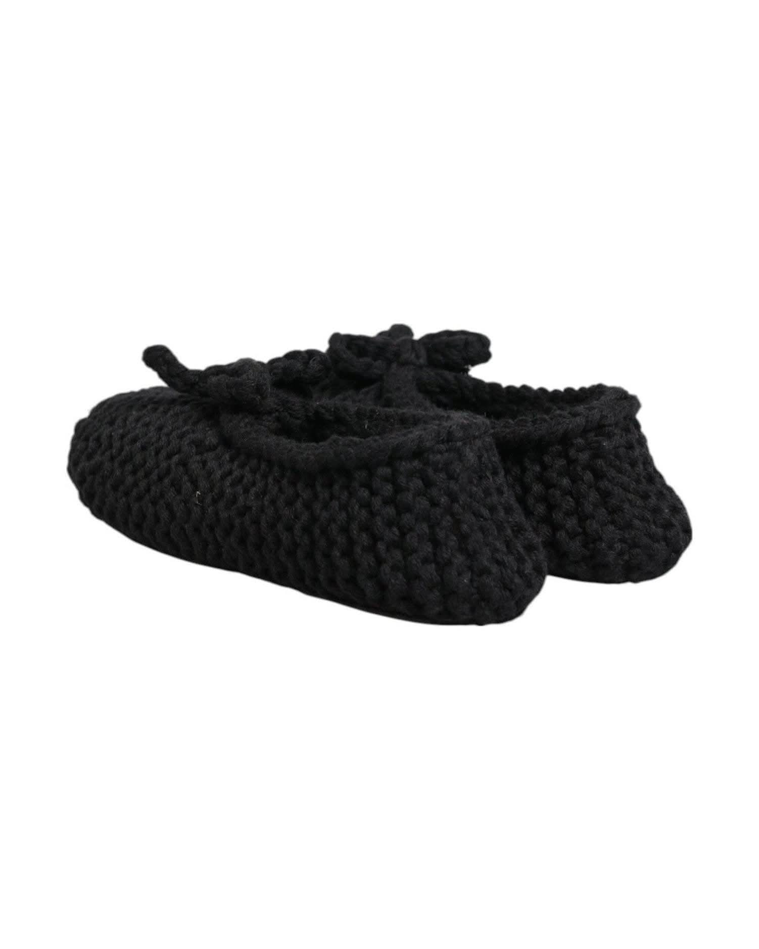 Dolce & Gabbana Black Wool Knit Slip On Ballerina Flats Shoes Shoes