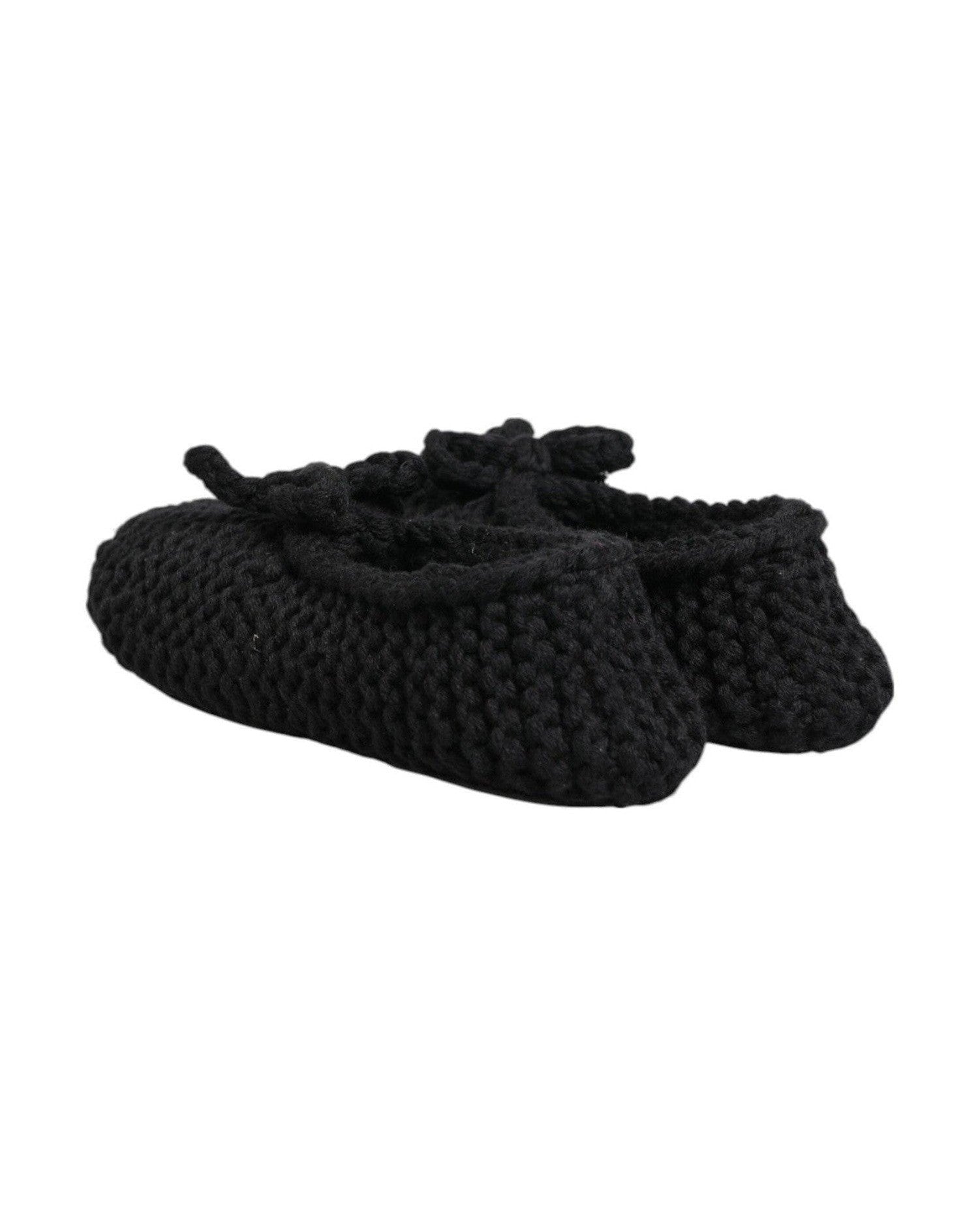 Dolce & Gabbana Black Wool Knit Slip On Ballerina Flats Shoes Shoes