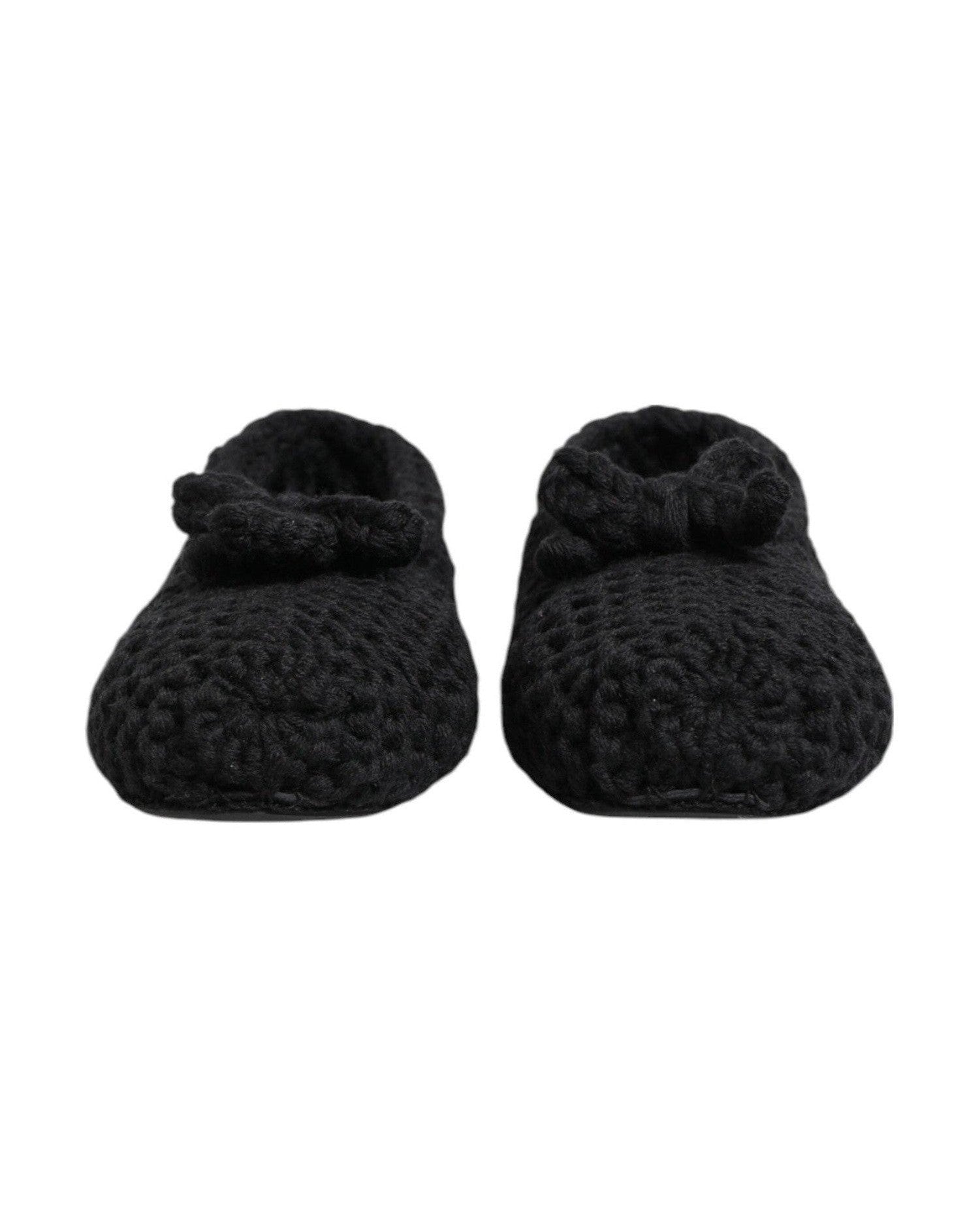 Dolce & Gabbana Black Wool Knit Slip On Ballerina Flats Shoes Glam Steals