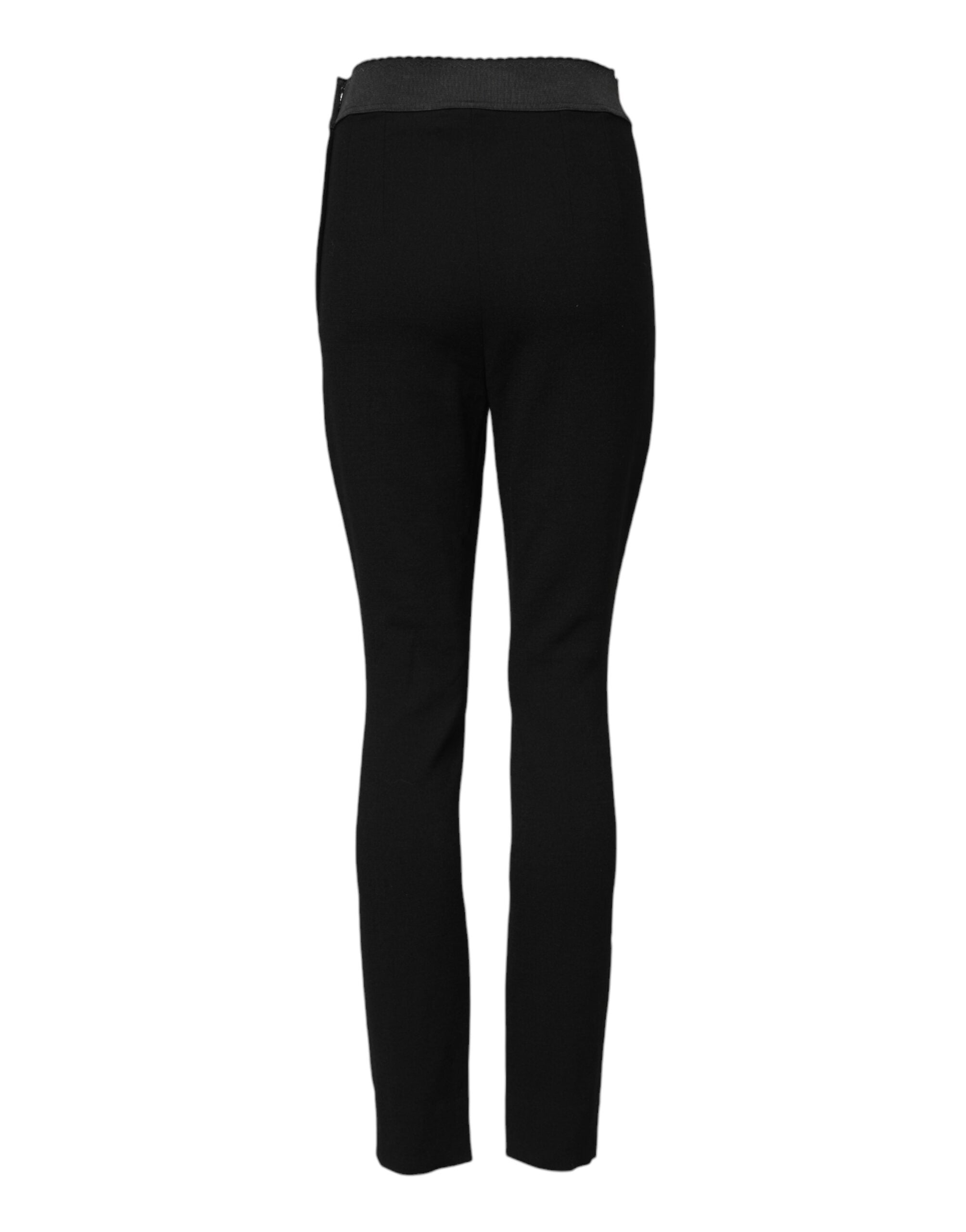 Dolce & Gabbana Black Wool Leggings Stretch Pant Glam Steals