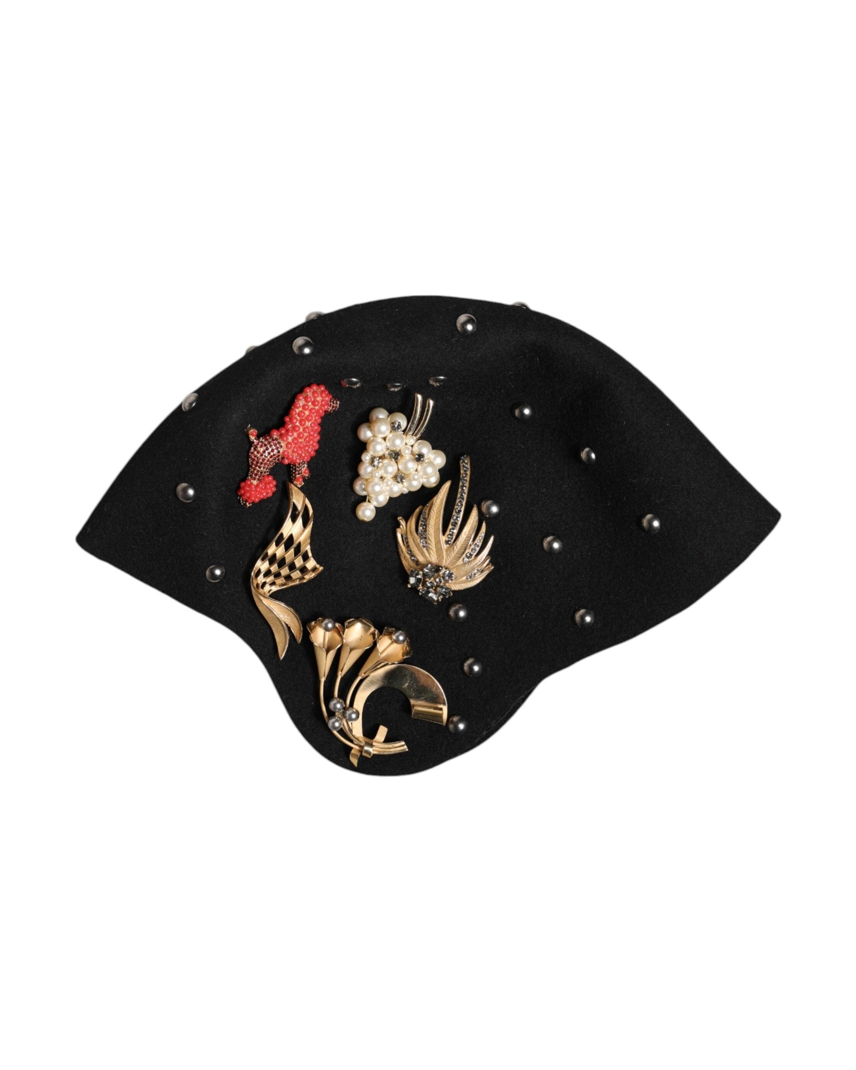 Dolce & Gabbana Black Wool Multicolor Embellished Cloche Hat Glam Steals