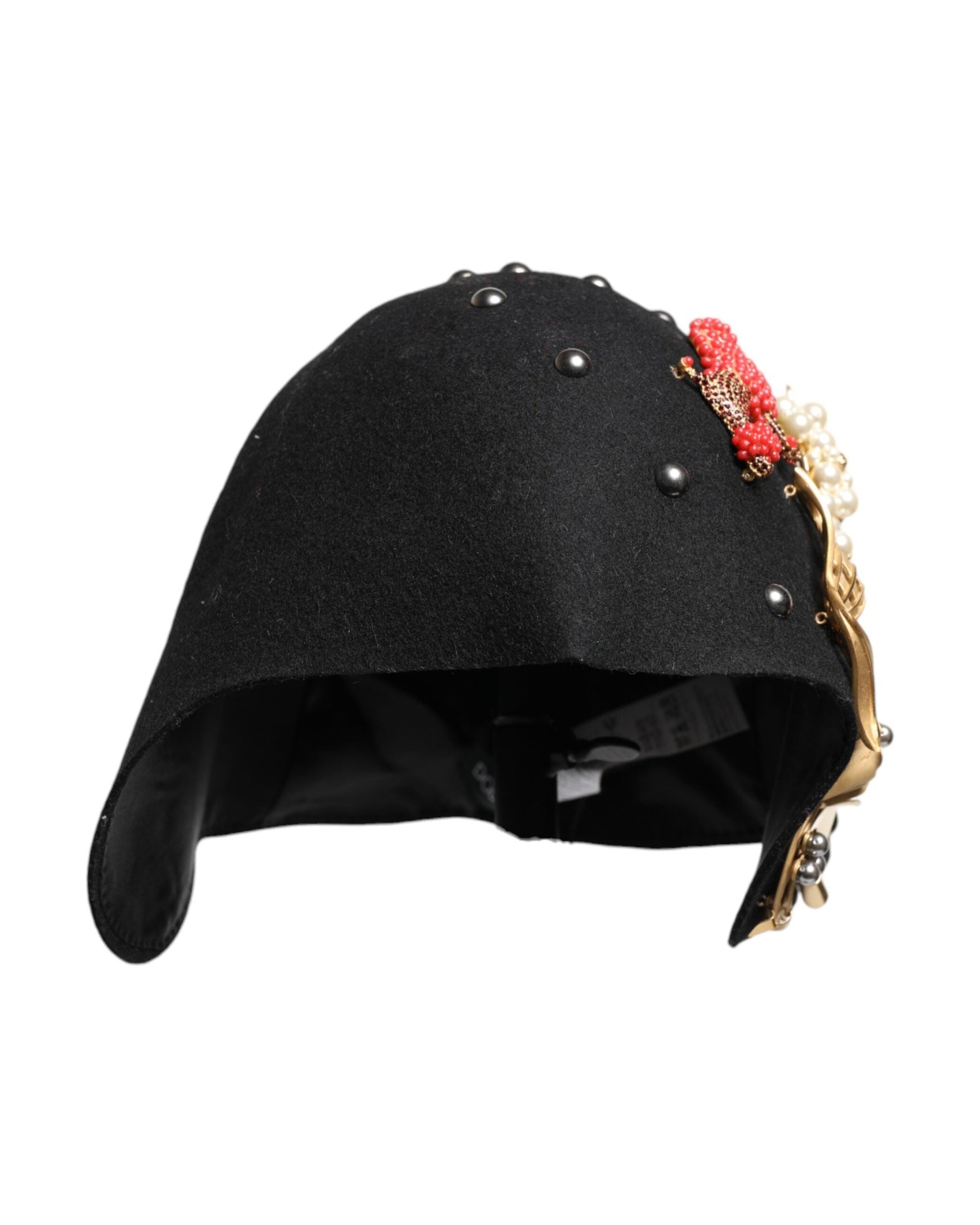 Dolce & Gabbana Black Wool Multicolor Embellished Cloche Hat Glam Steals