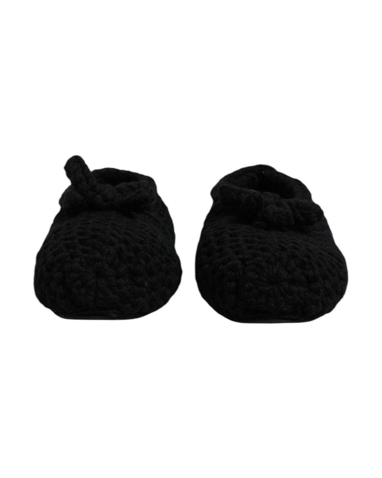 Dolce & Gabbana Black Wool Slip On Flats Ballerina Shoes Flats