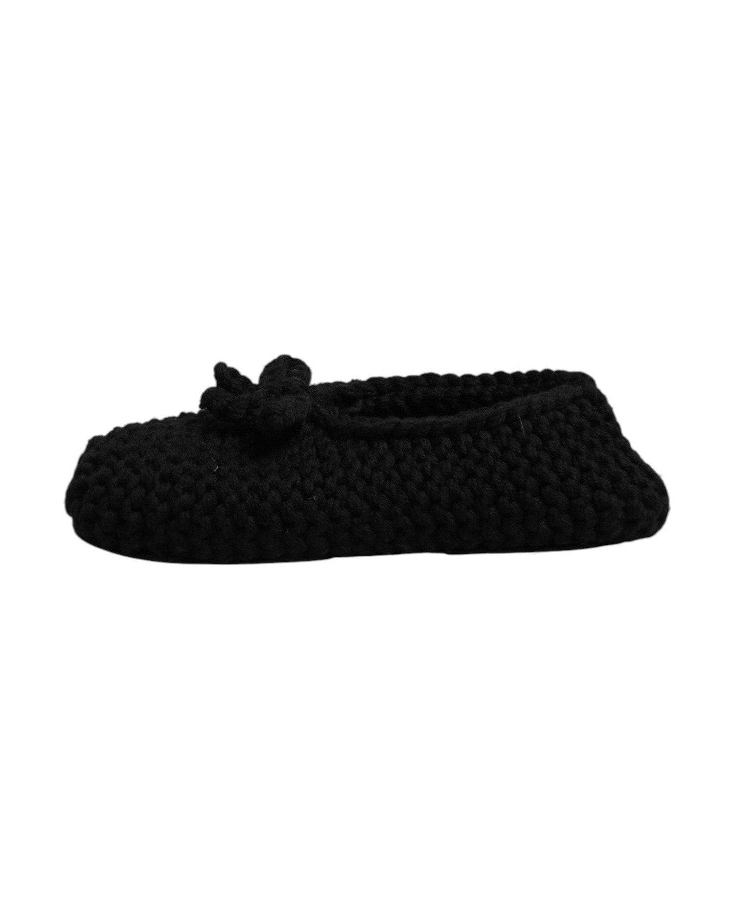 Dolce & Gabbana Black Wool Slip On Flats Ballerina Shoes Flats