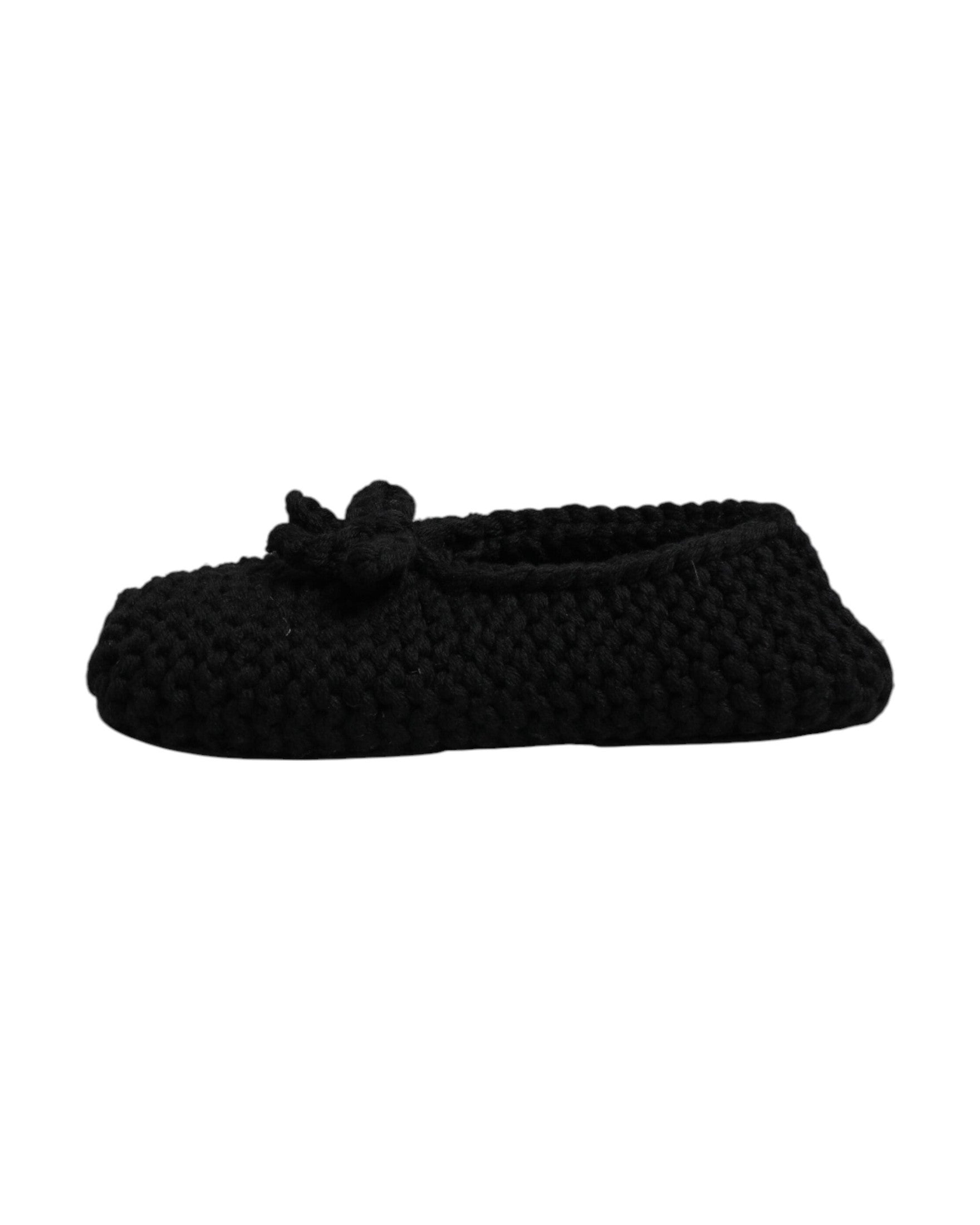 Dolce & Gabbana Black Wool Slip On Flats Ballerina Shoes Glam Steals
