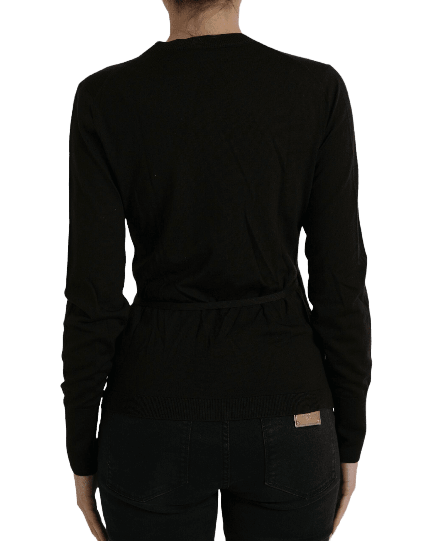 Dolce & Gabbana Black Wool V Neck Crossed Cardigan Glam Steals