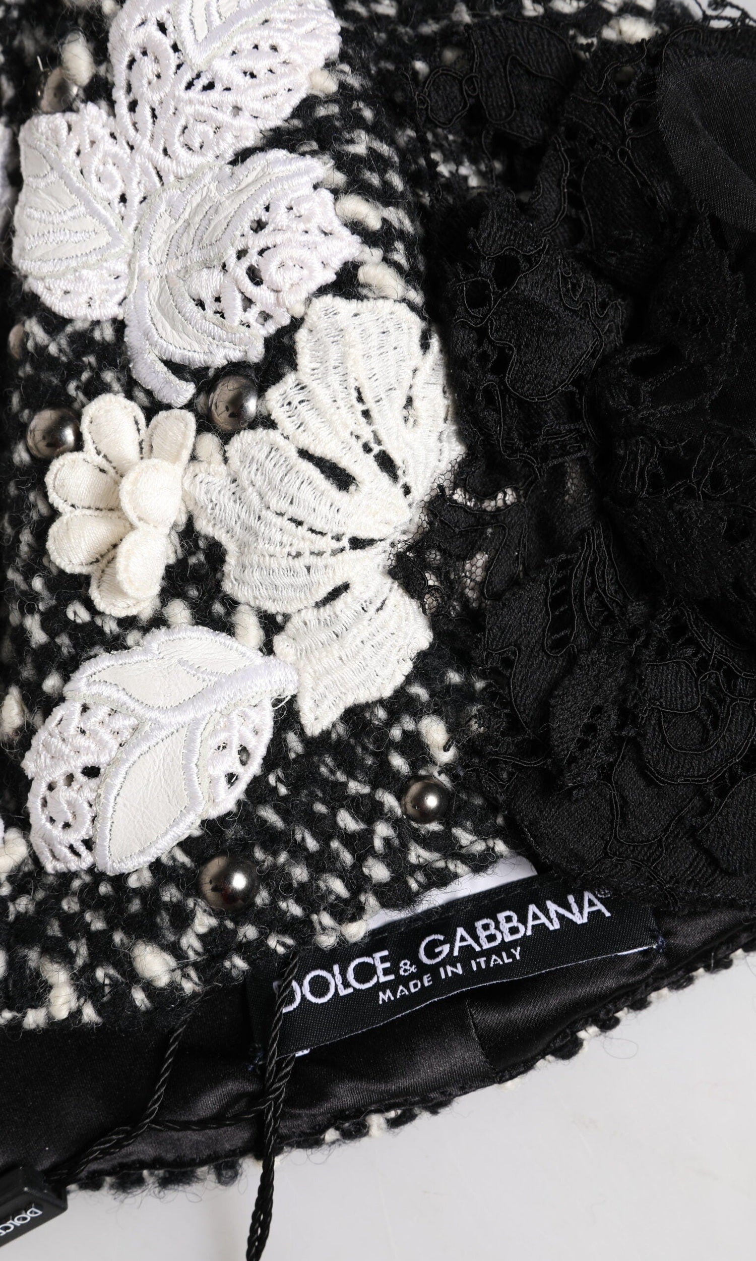 Dolce & Gabbana Black Wool White Floral Embellished Cloche Hat Glam Steals