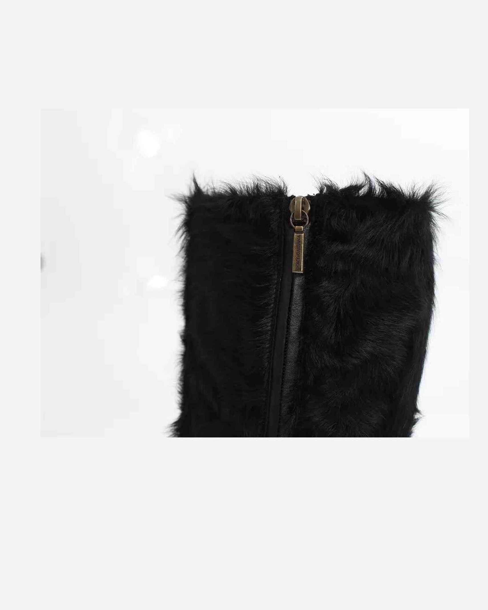 Dolce & Gabbana Black Xiangao Lamb Fur Leather Boots Shoes Glam Steals