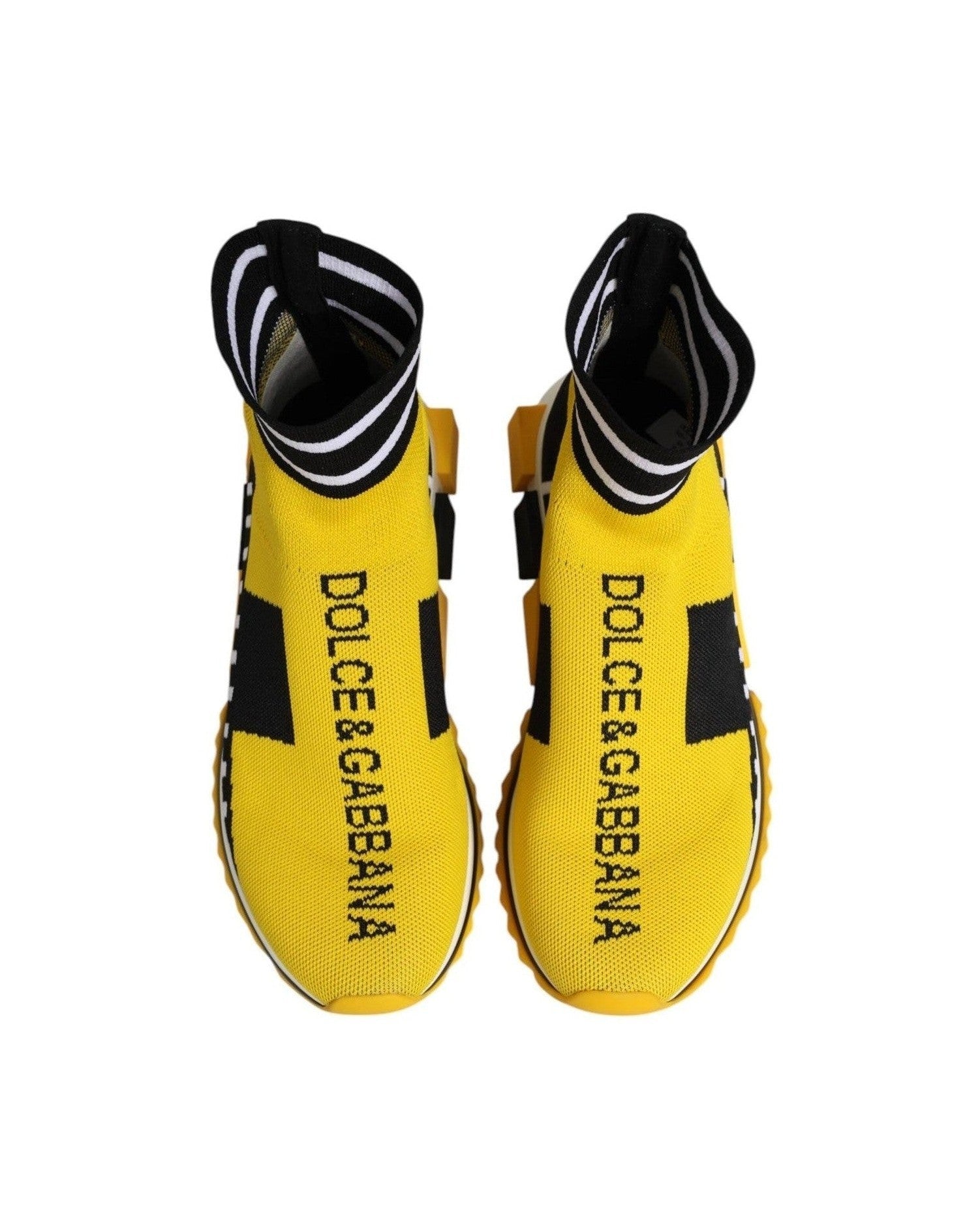 Dolce & Gabbana Black Yellow Sorrento Socks Sneakers Shoes Sneakers