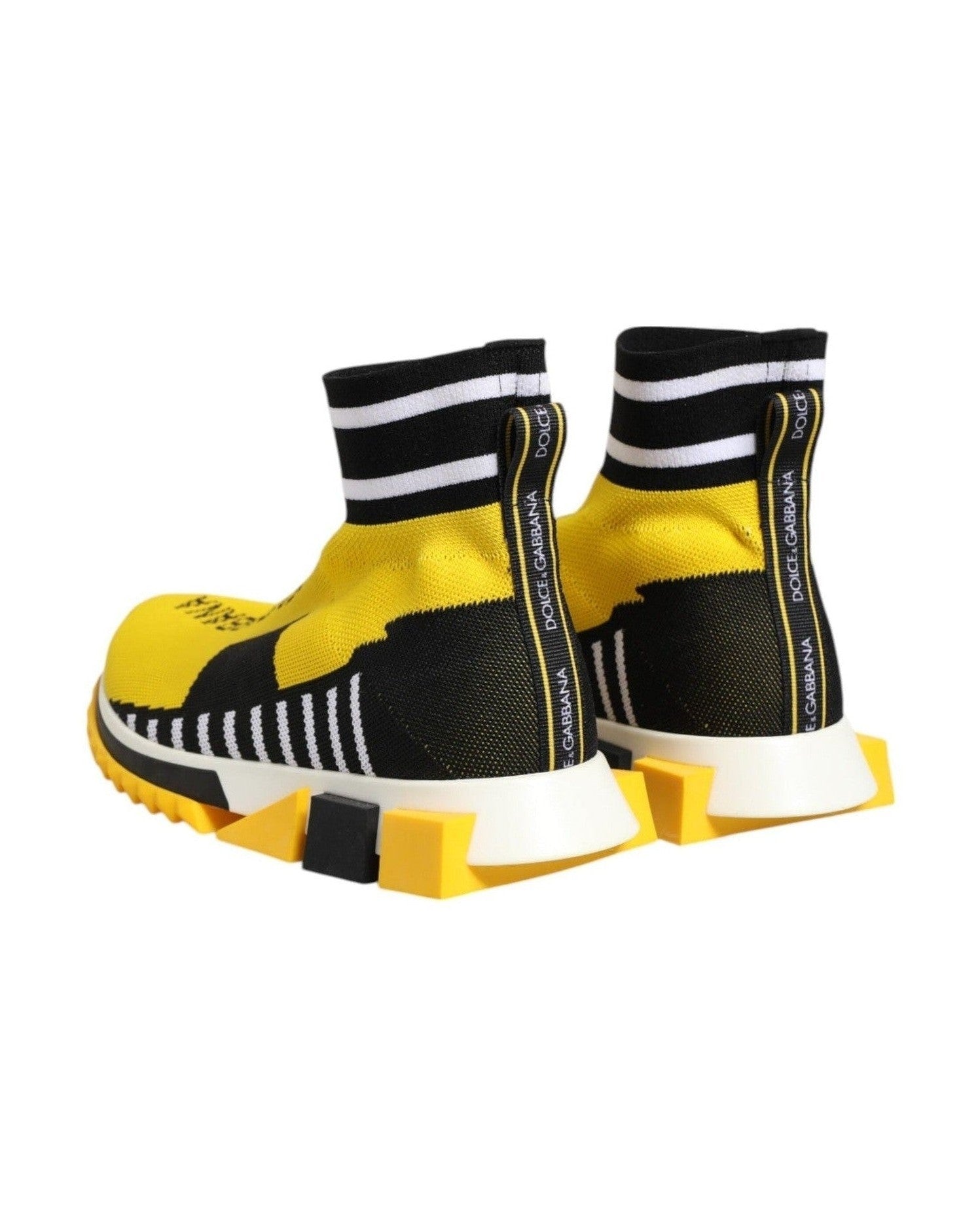 Dolce & Gabbana Black Yellow Sorrento Socks Sneakers Shoes Sneakers