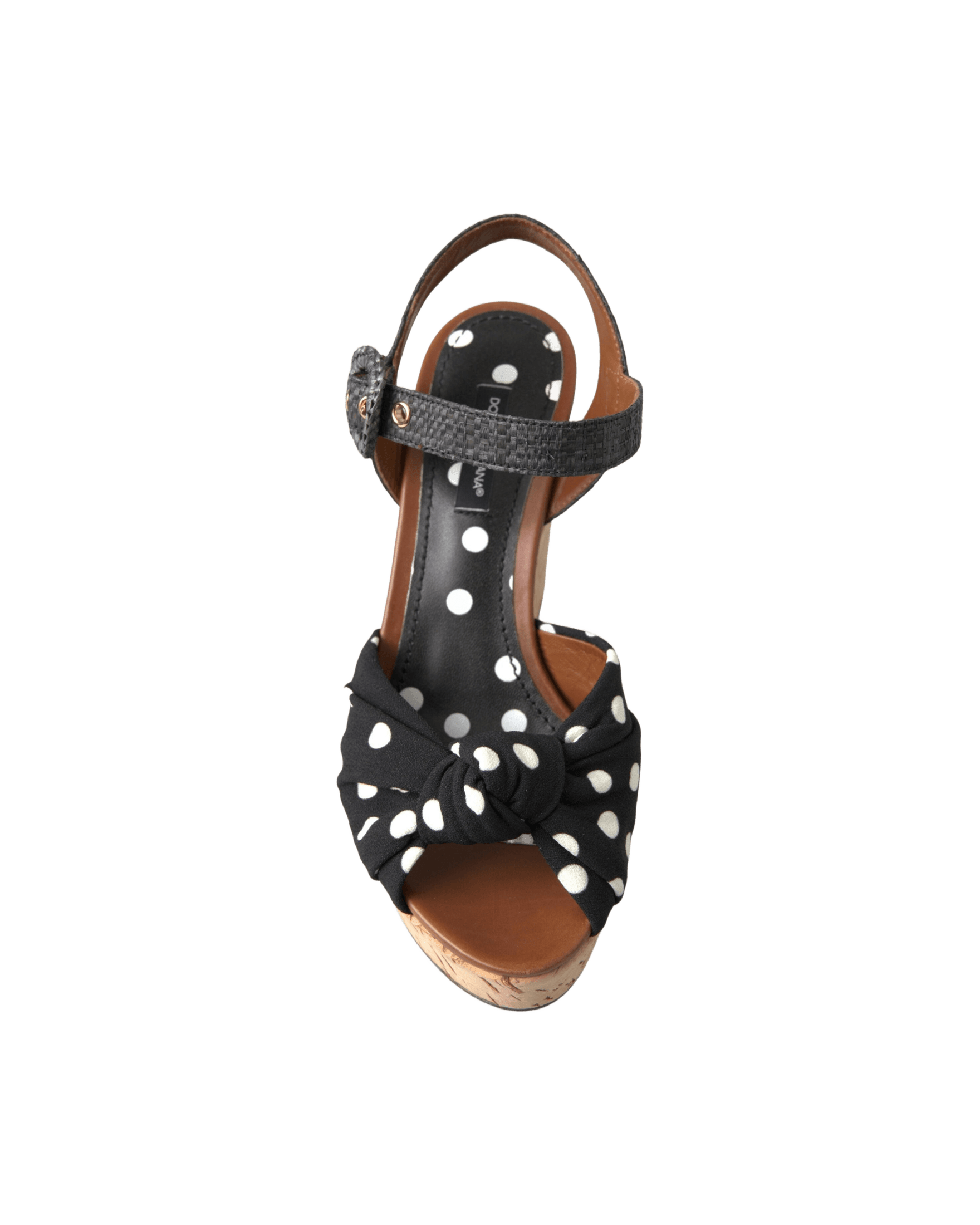 Dolce & Gabbana Black And Wedges Polka Dotted Ankle Strap Shoes Sandals Sandals