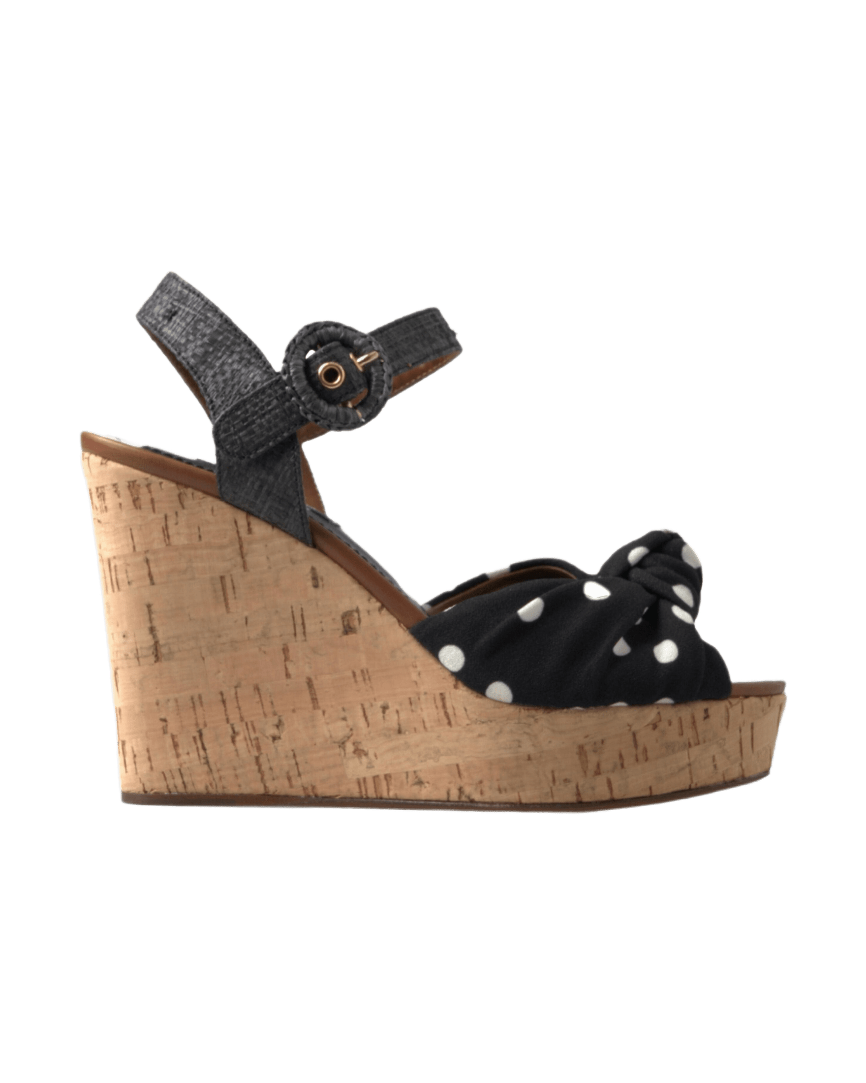 Dolce & Gabbana Black and Wedges Polka Dotted Ankle Strap Shoes Sandals Glam Steals