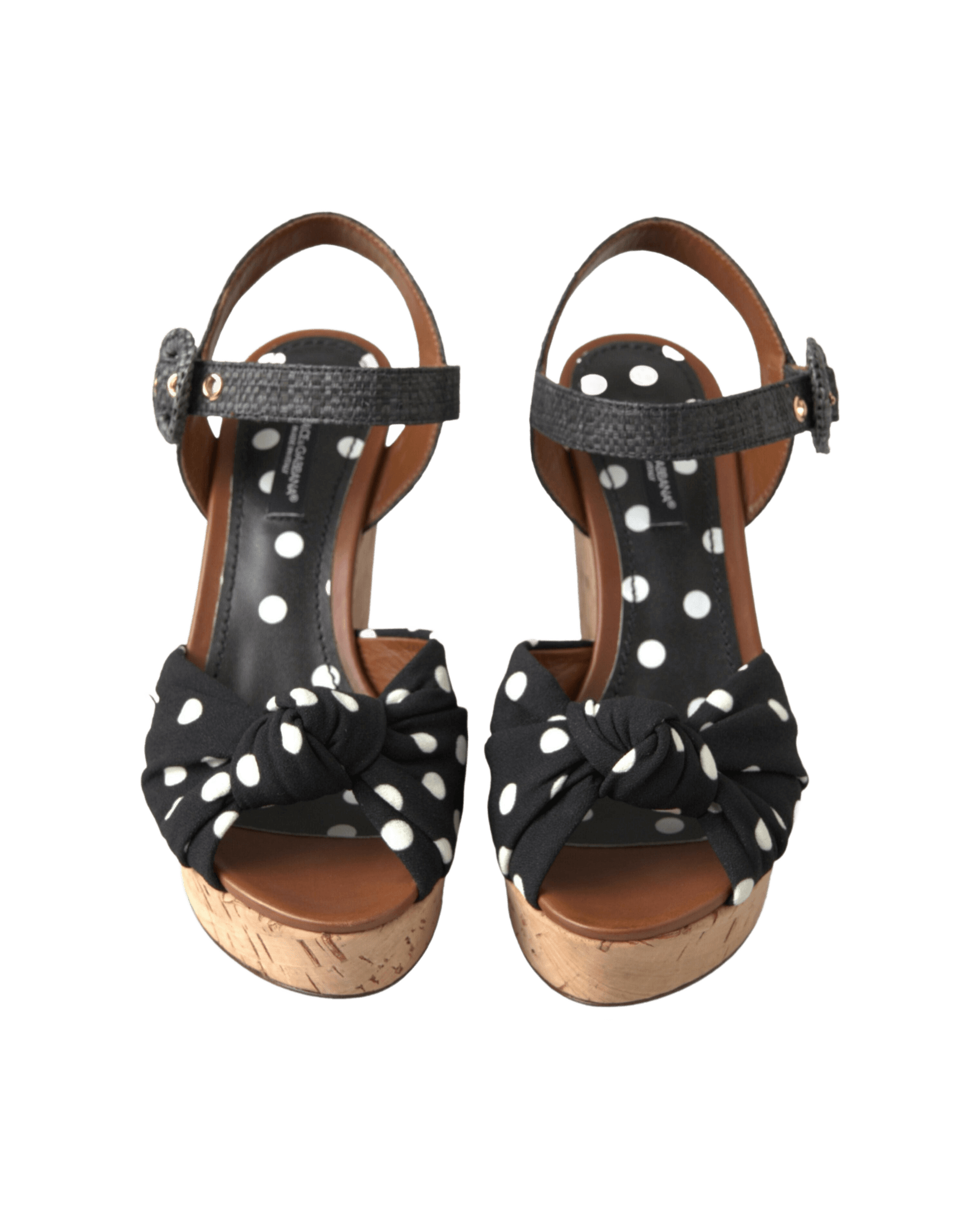 Dolce & Gabbana Black and Wedges Polka Dotted Ankle Strap Shoes Sandals Glam Steals