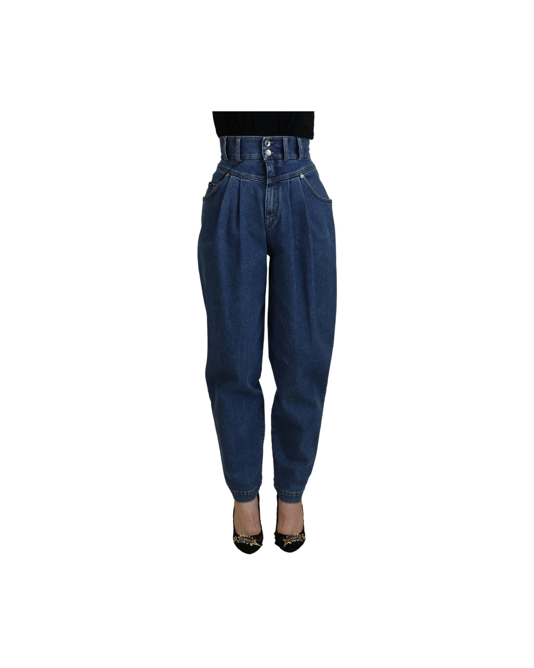 Dolce & Gabbana Blue Cotton High Waisted Jean Glam Steals