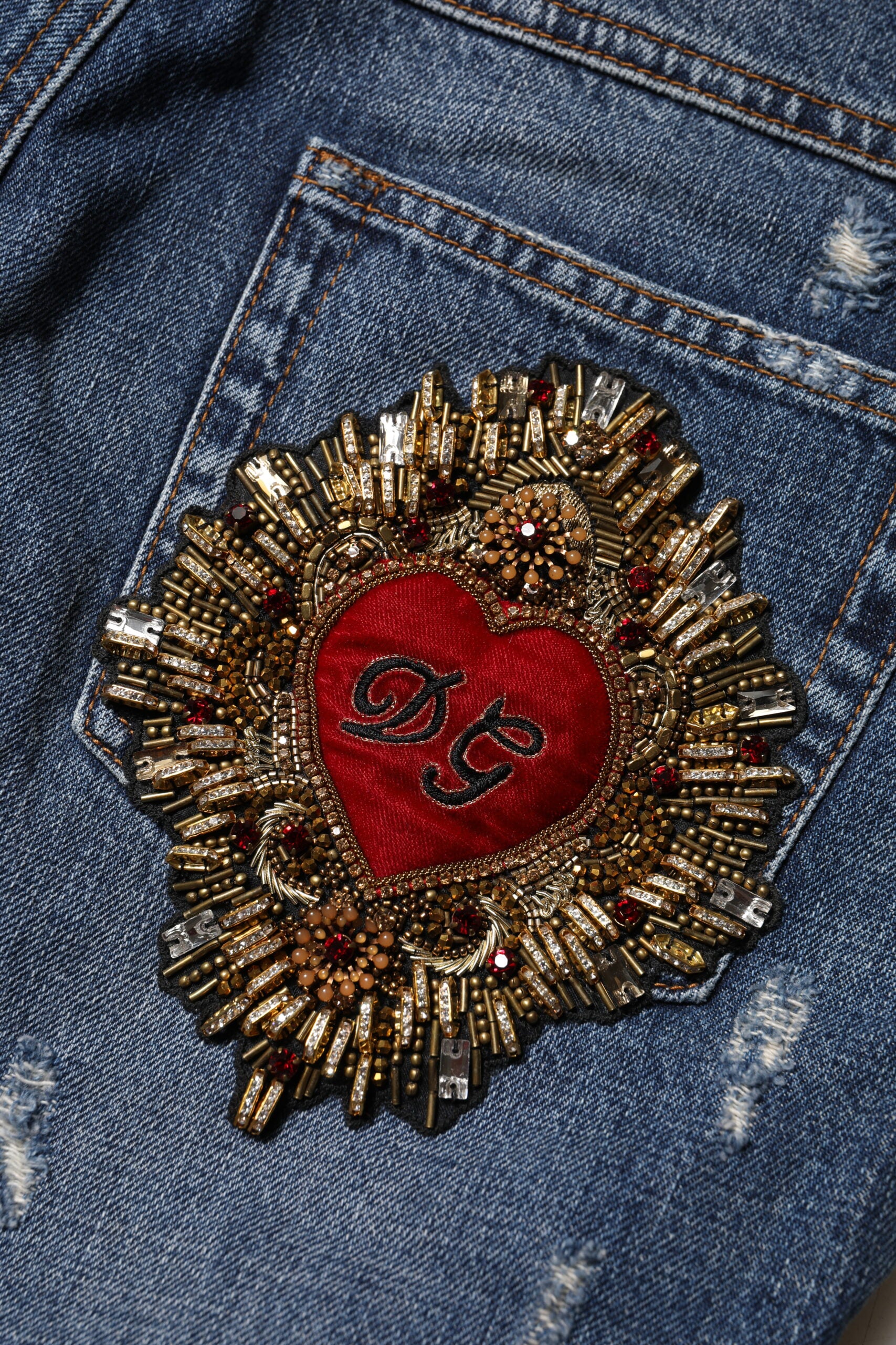 Dolce & Gabbana Blue Cotton Tattered Boyfriend Denim Jeans Glam Steals