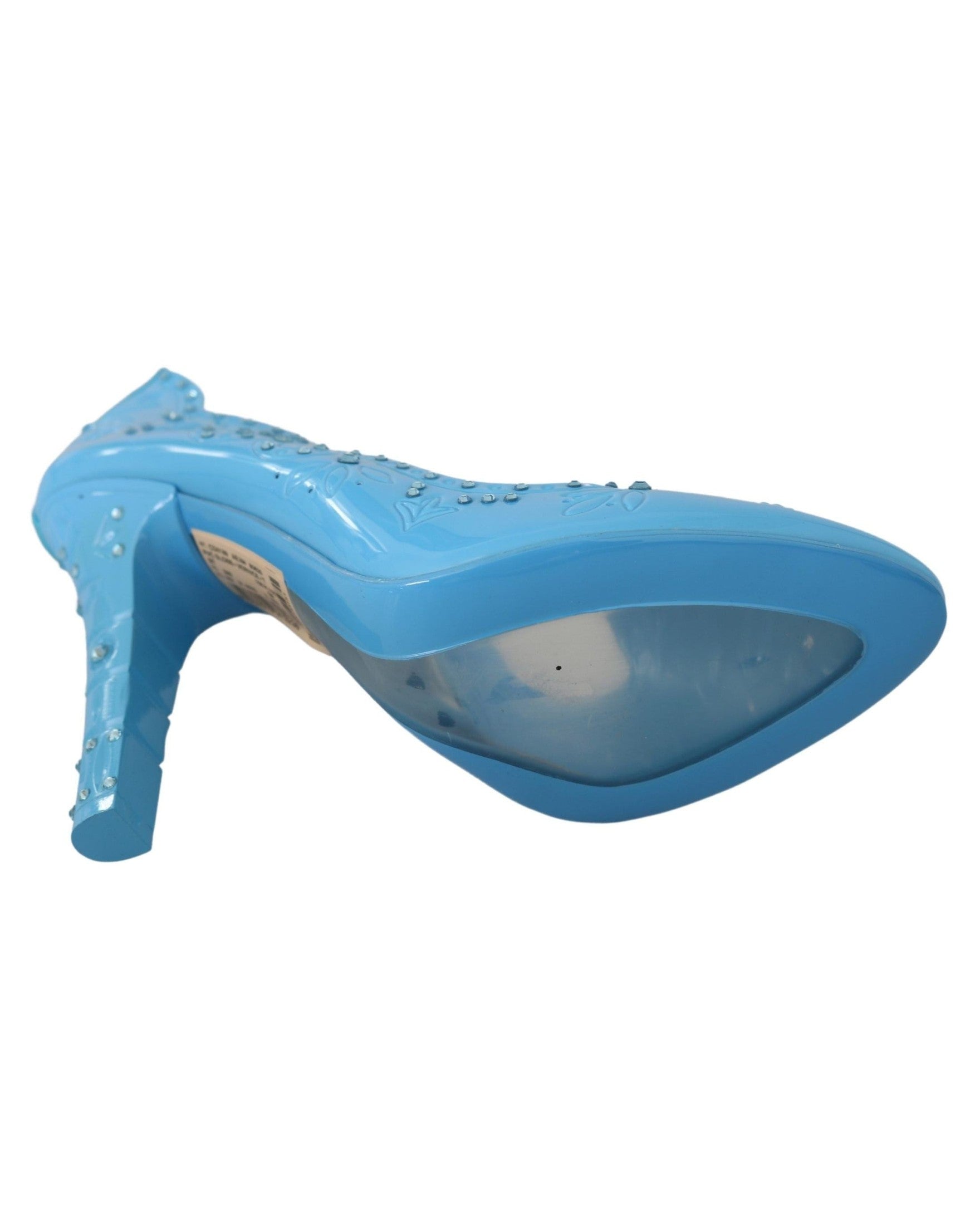 Dolce & Gabbana Blue Crystal Floral Cinderella Heels Heels
